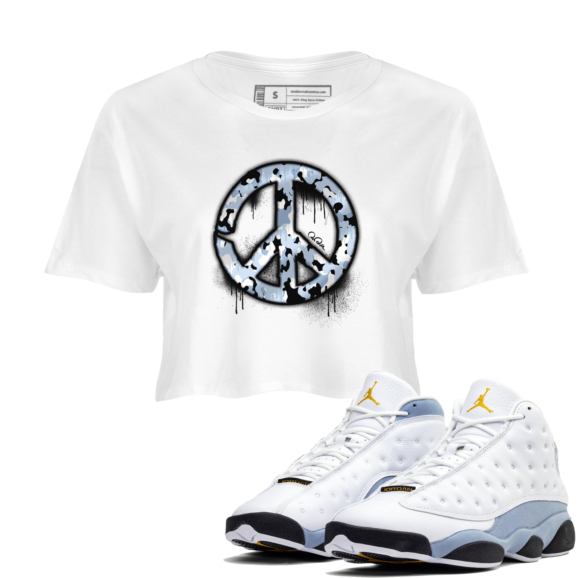 Peace Sign snkmatch Women's Top - Air Jordan 13 Blue Grey