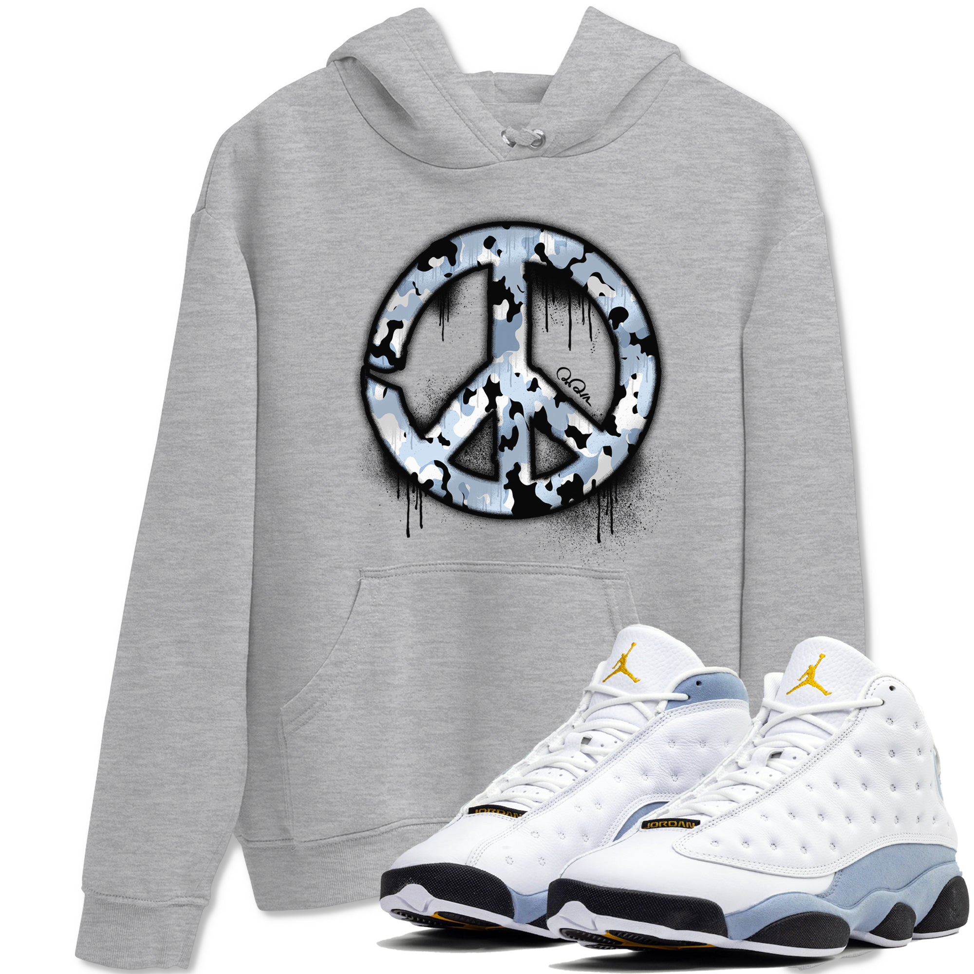 Peace Sign snkmatch Tees - Air Jordan 13 Blue Grey