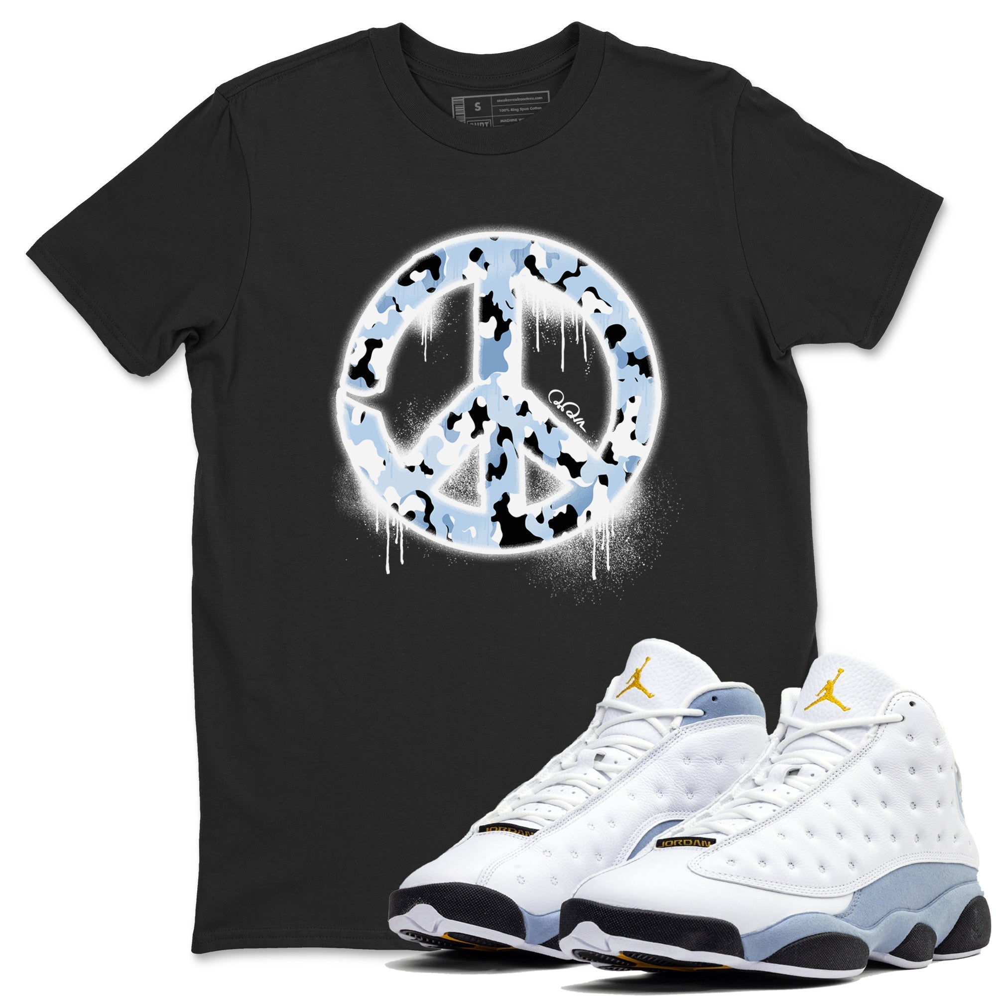 Peace Sign snkmatch Tees - Air Jordan 13 Blue Grey