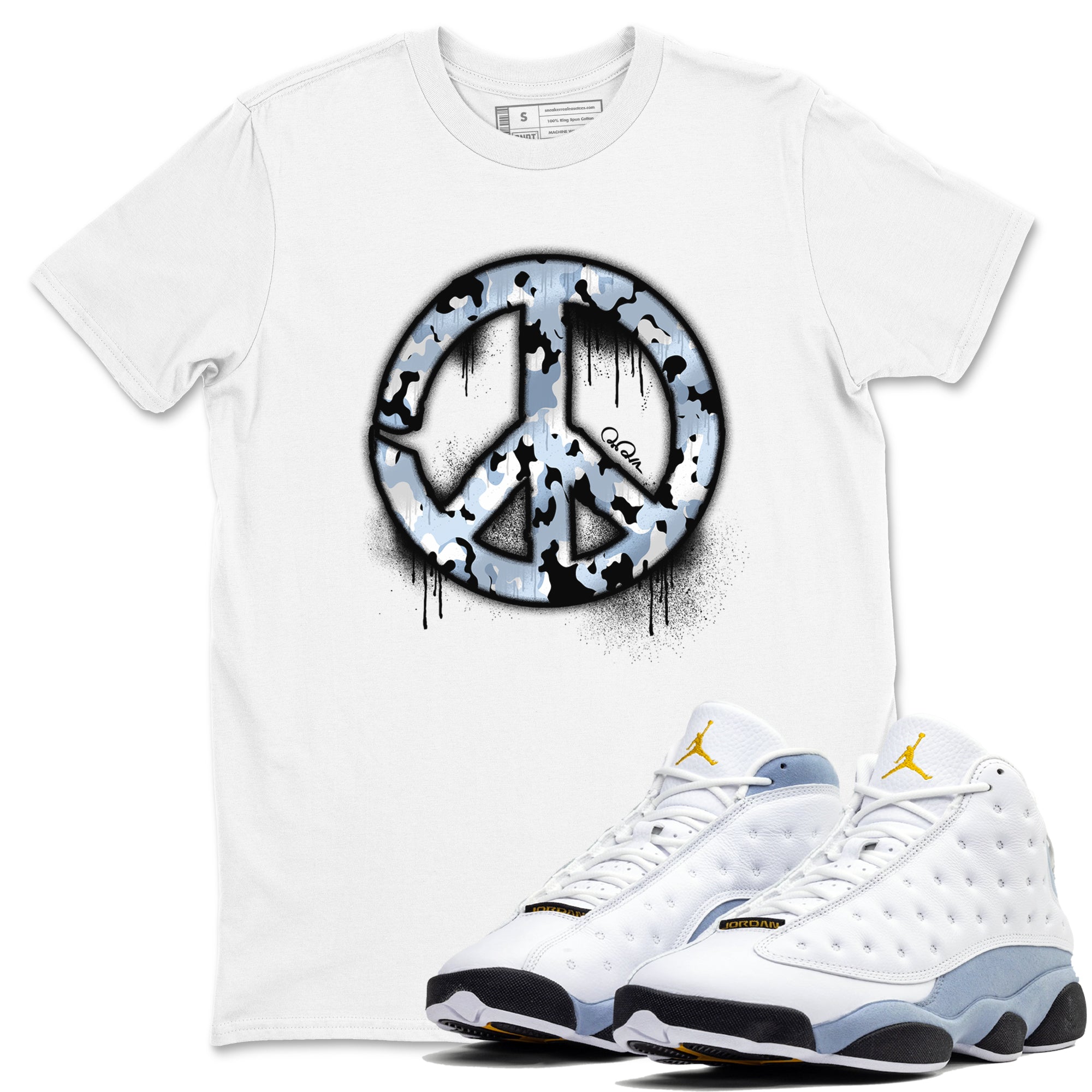 Peace Sign snkmatch Tees - Air Jordan 13 Blue Grey
