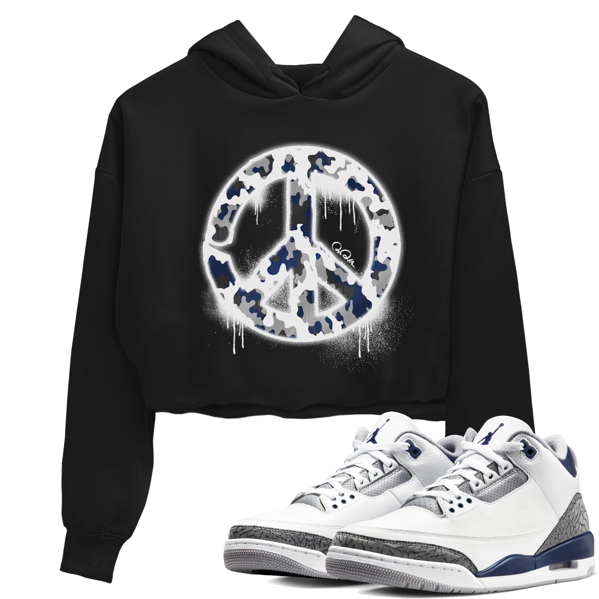 Peace Sign snkmatch Women's Top - Air Jordan 3 Midnight Navy 2023