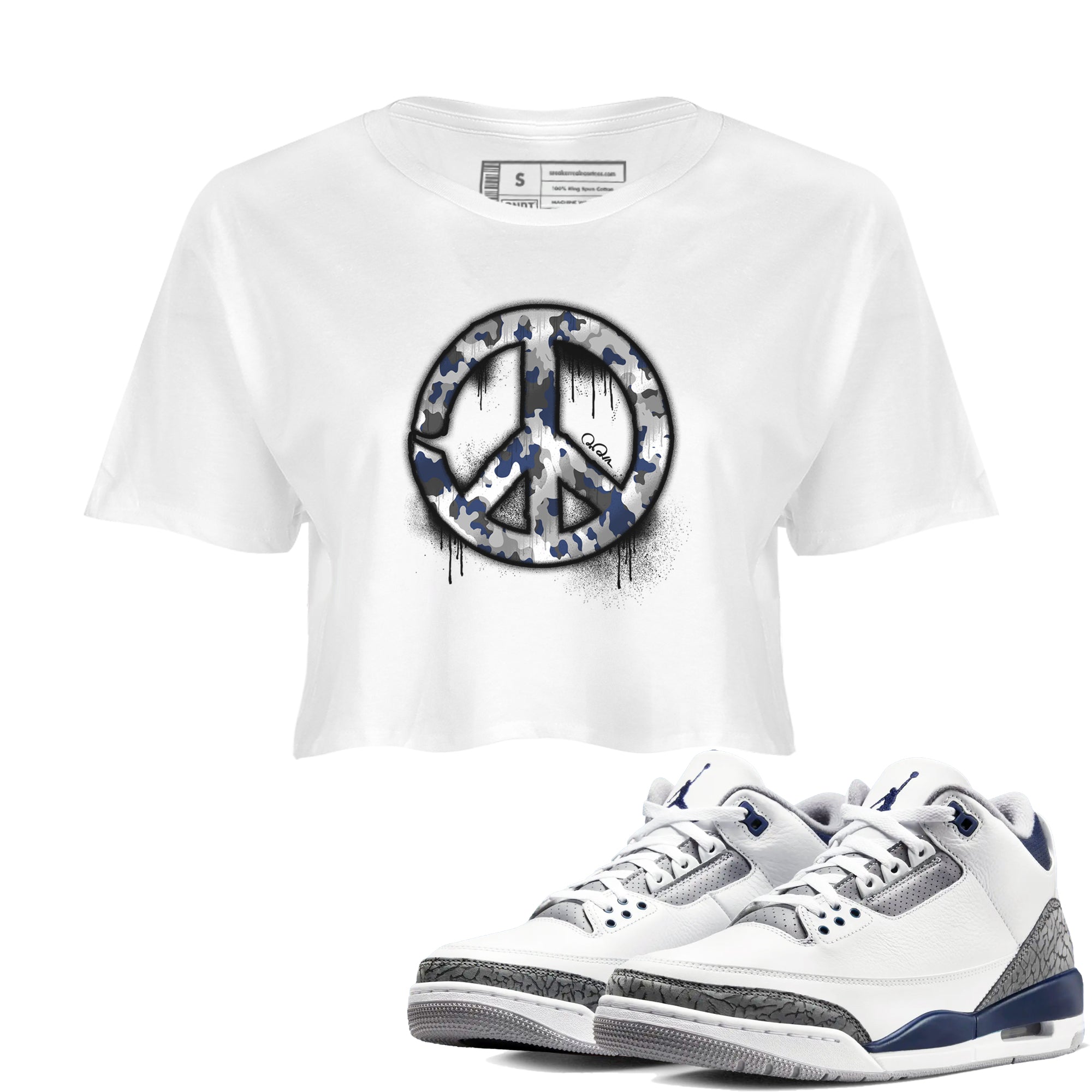 Peace Sign snkmatch Women's Top - Air Jordan 3 Midnight Navy 2023