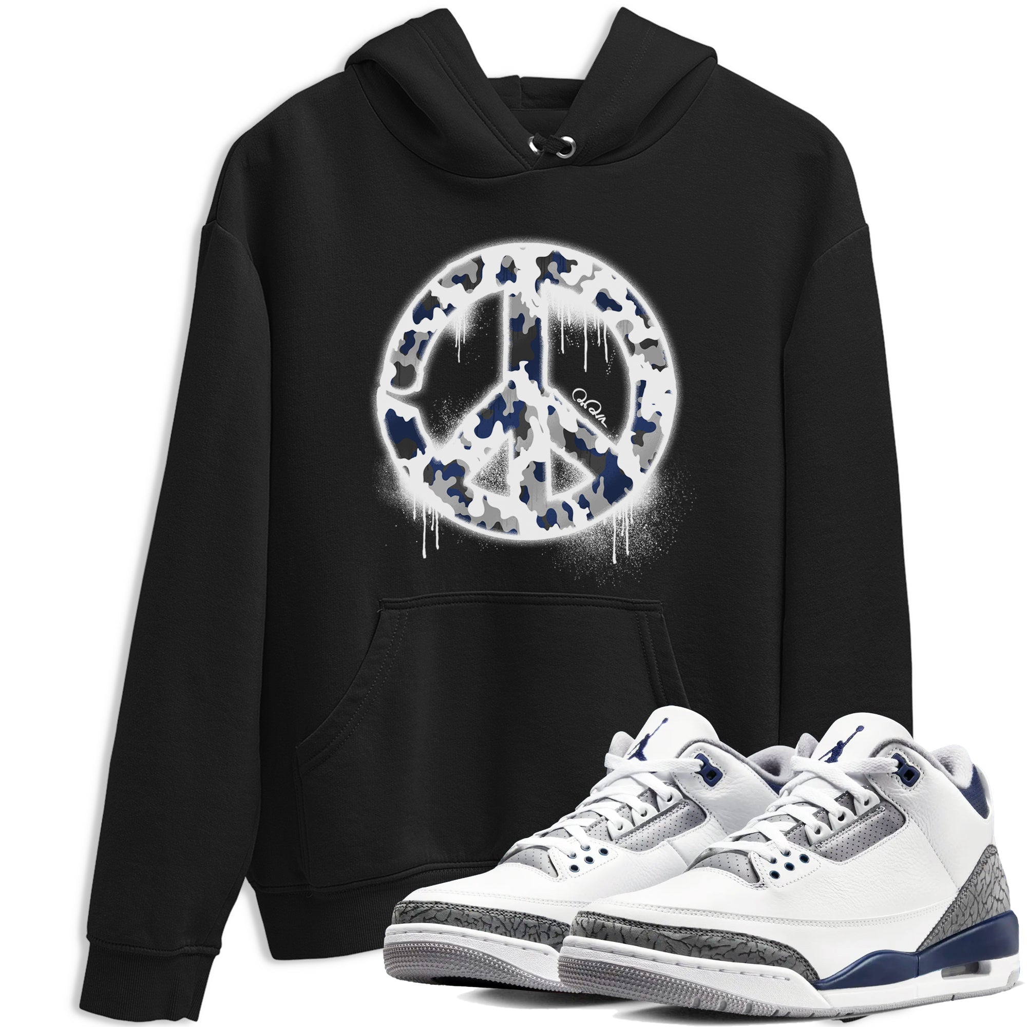 Peace Sign snkmatch Tees - Air Jordan 3 Midnight Navy 2023