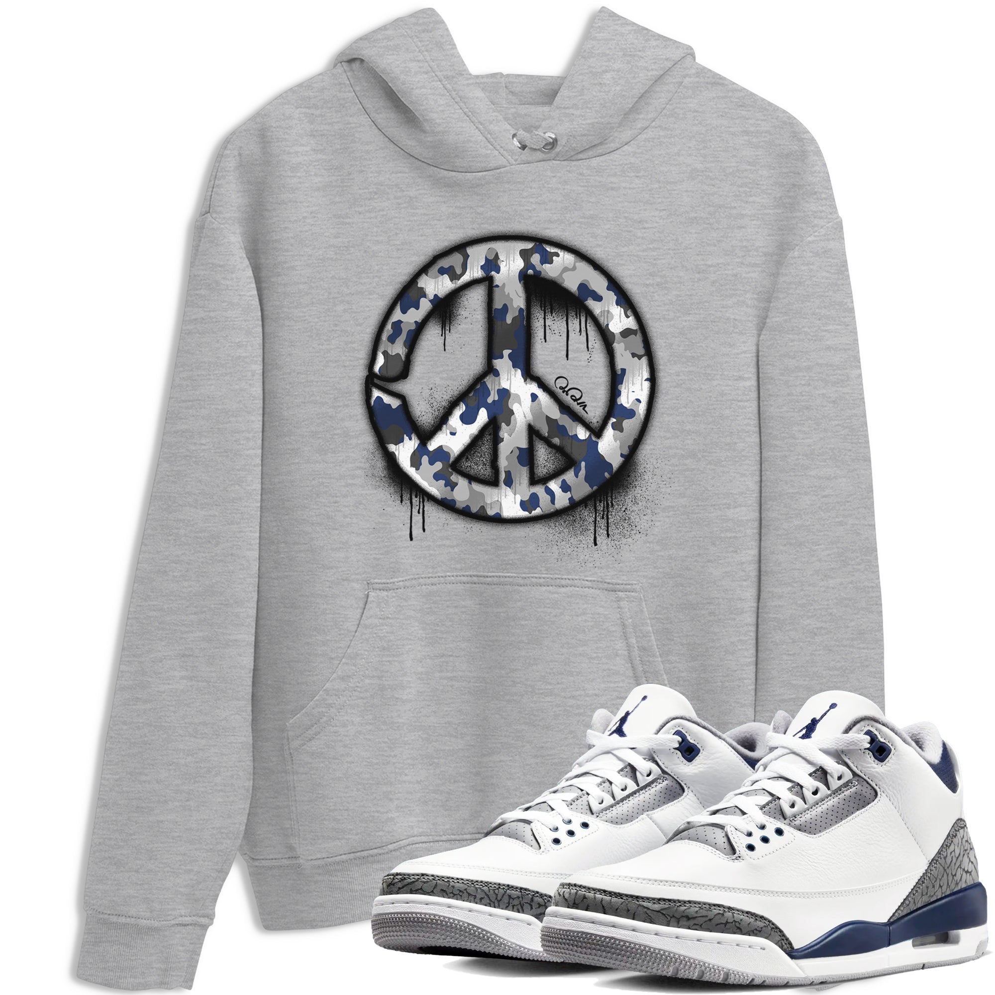 Peace Sign snkmatch Tees - Air Jordan 3 Midnight Navy 2023