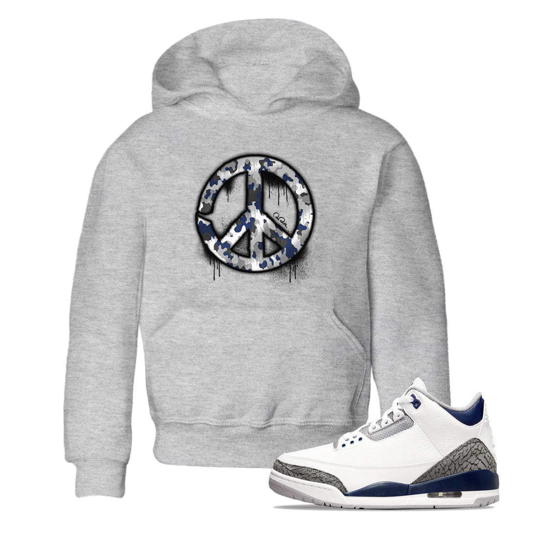 Peace Sign snkmatch Tees Kids - Air Jordan 3 Midnight Navy 2023