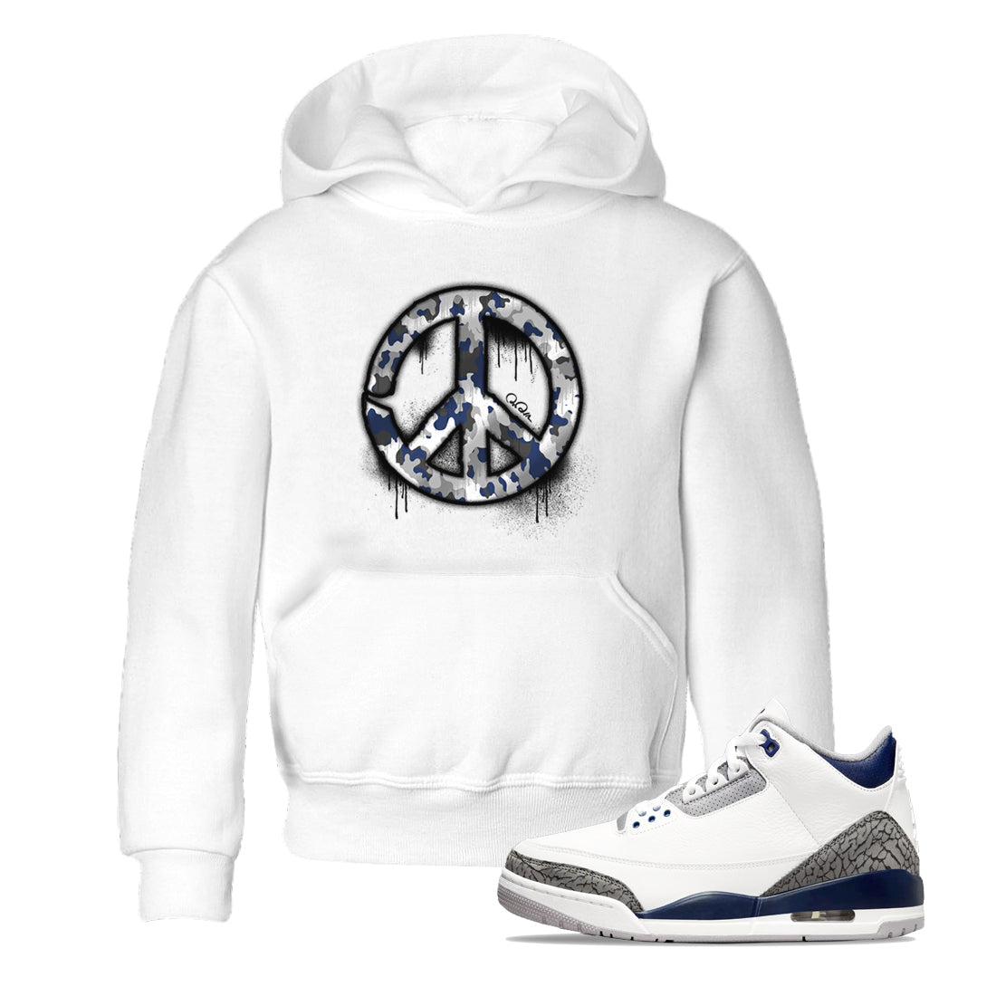 Peace Sign snkmatch Tees Kids - Air Jordan 3 Midnight Navy 2023
