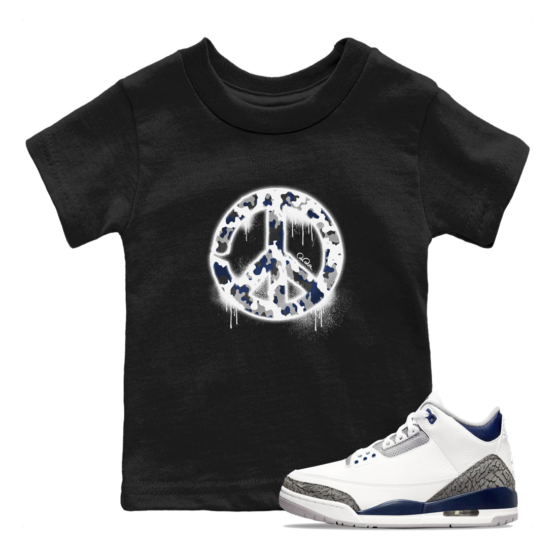Peace Sign snkmatch Tees Kids - Air Jordan 3 Midnight Navy 2023