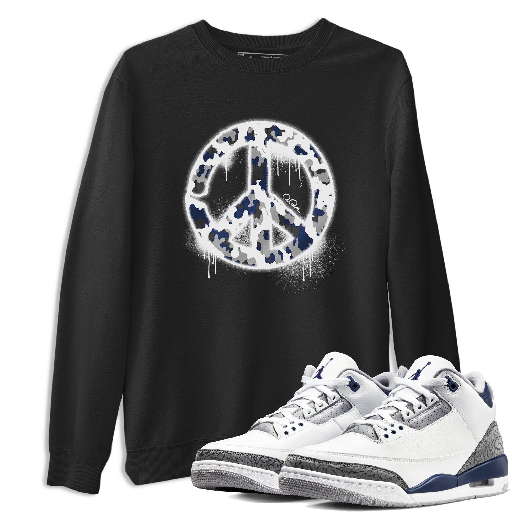 Peace Sign snkmatch Tees - Air Jordan 3 Midnight Navy 2023