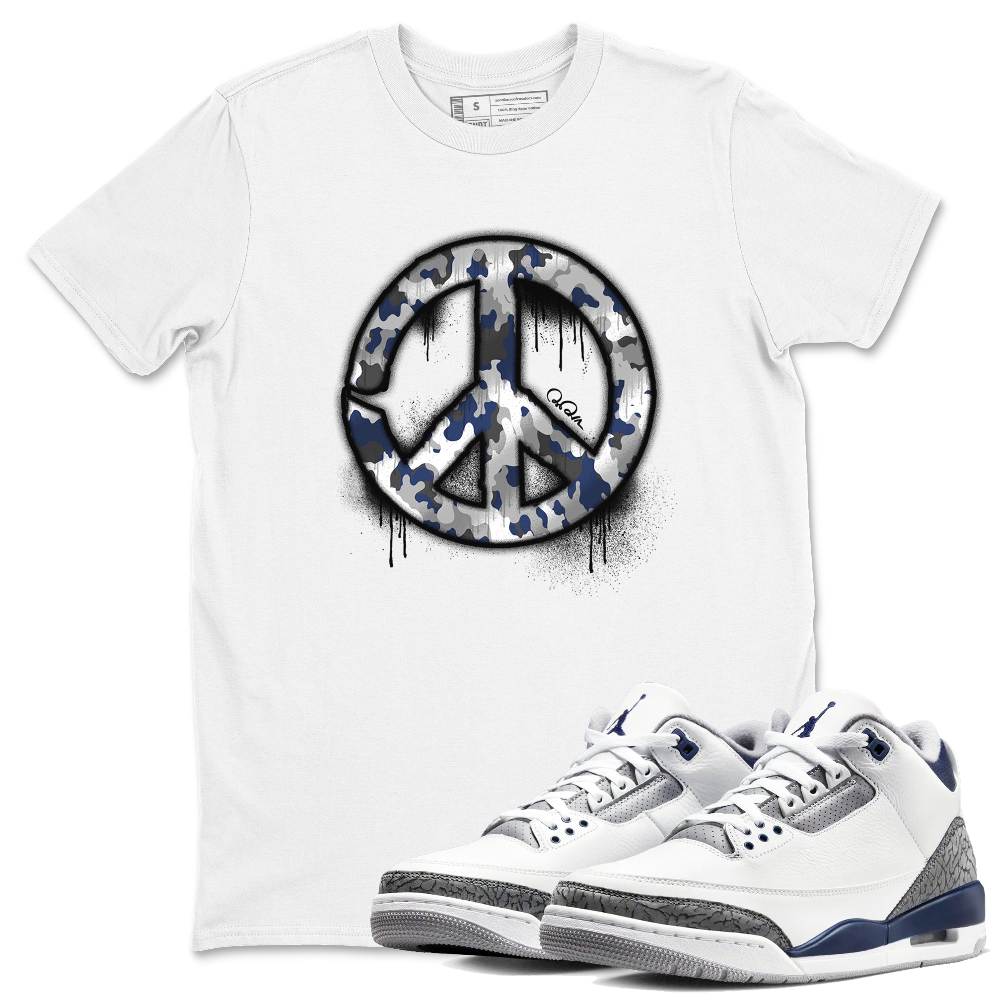 Peace Sign snkmatch Tees - Air Jordan 3 Midnight Navy 2023