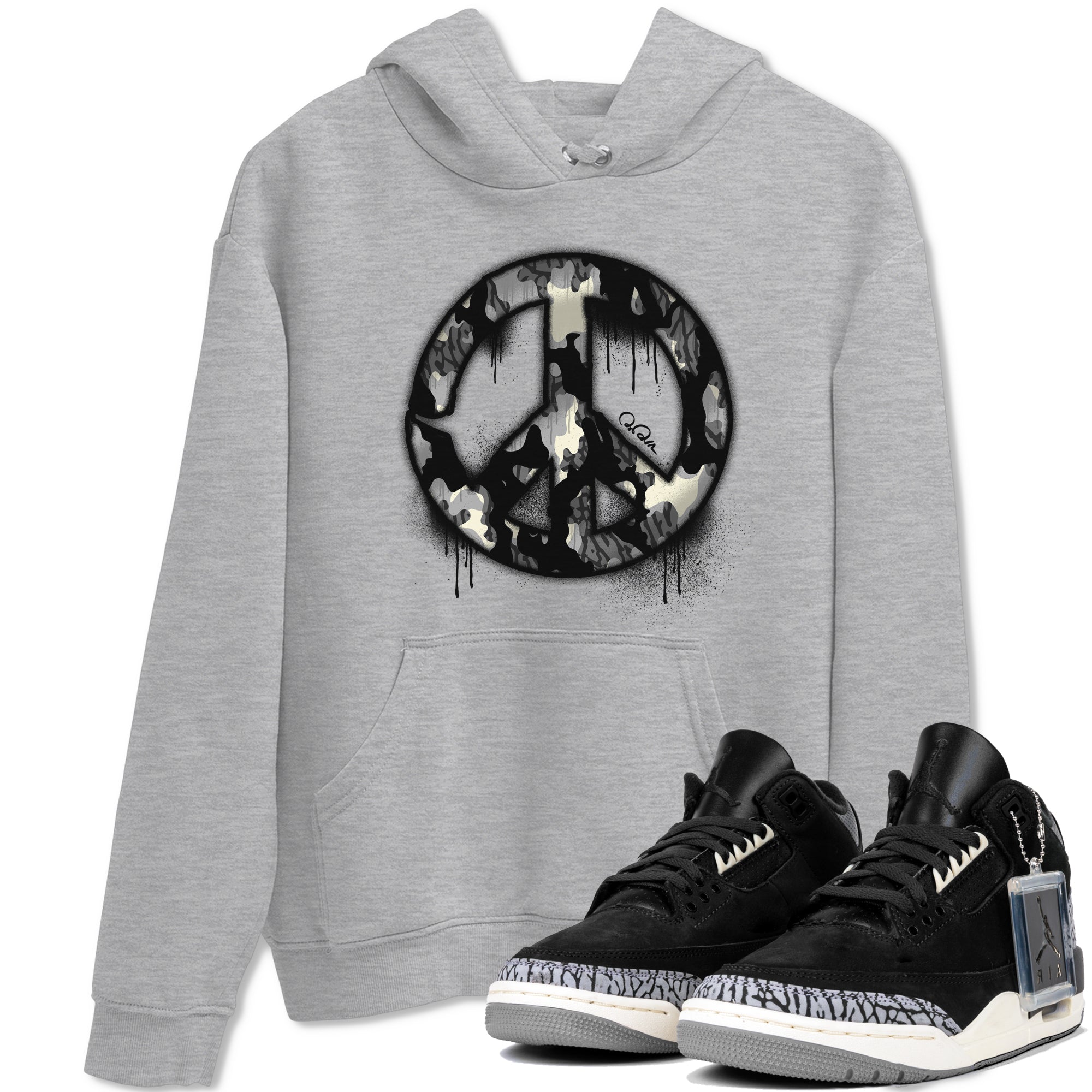 Peace Sign snkmatch Tee - Air Jordan 3 Off Noir