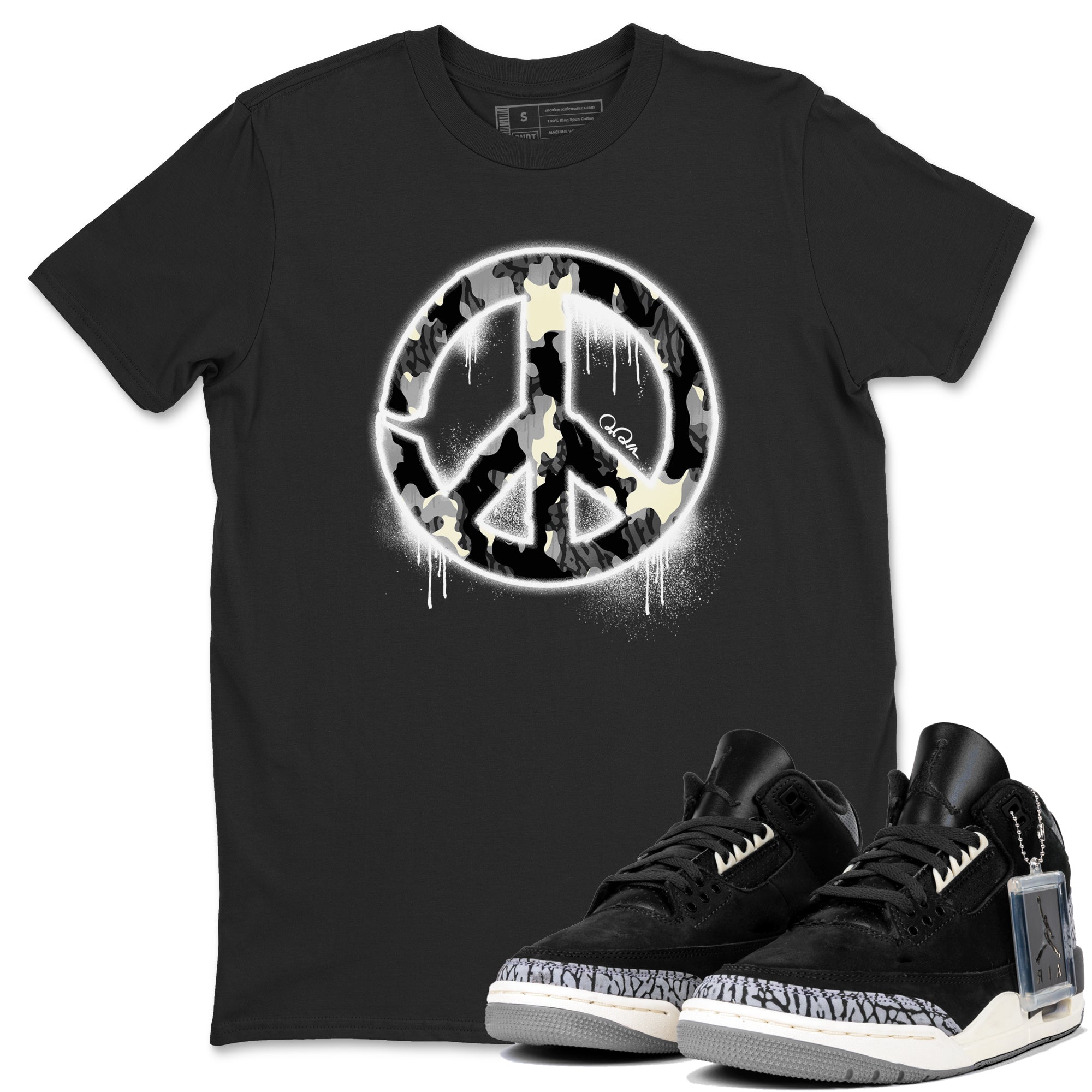 Peace Sign snkmatch Tee - Air Jordan 3 Off Noir