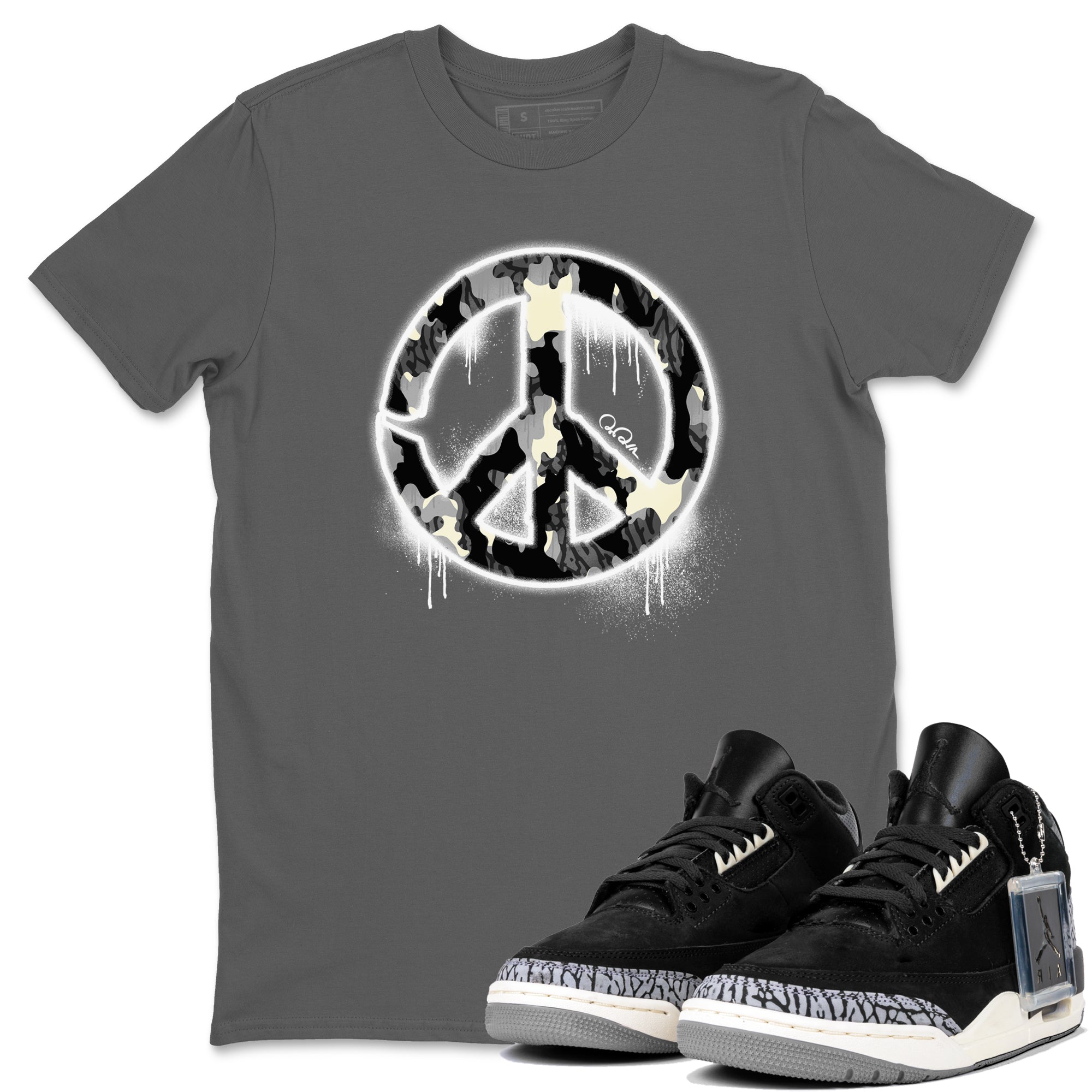 Peace Sign snkmatch Tee - Air Jordan 3 Off Noir