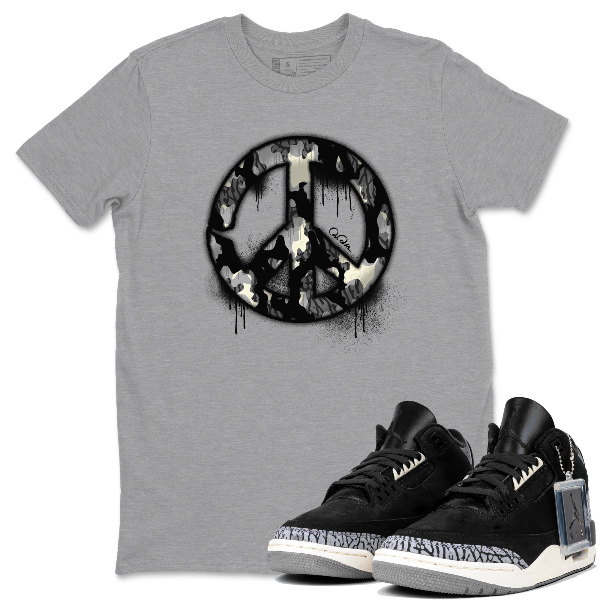 Peace Sign snkmatch Tee - Air Jordan 3 Off Noir