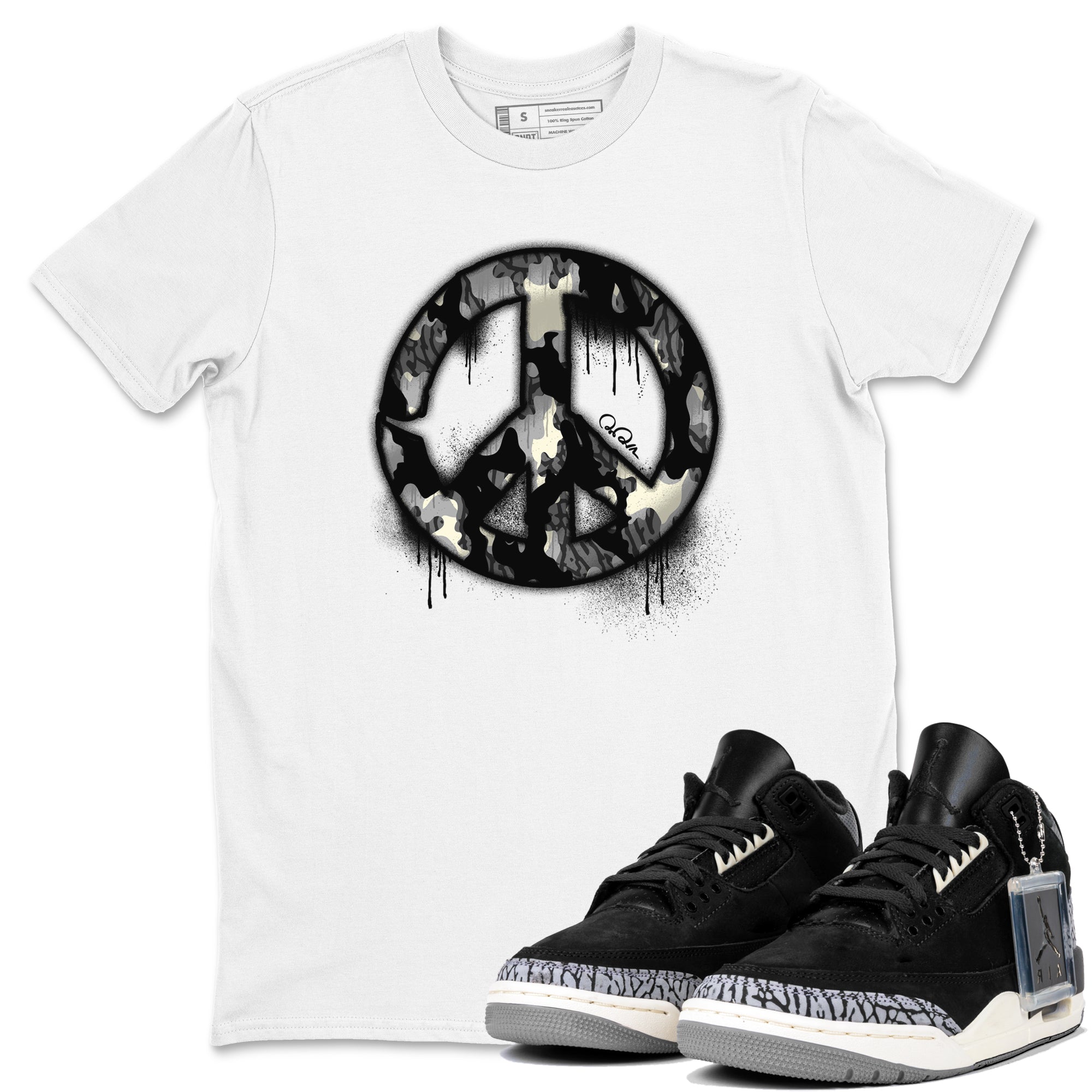 Peace Sign snkmatch Tee - Air Jordan 3 Off Noir