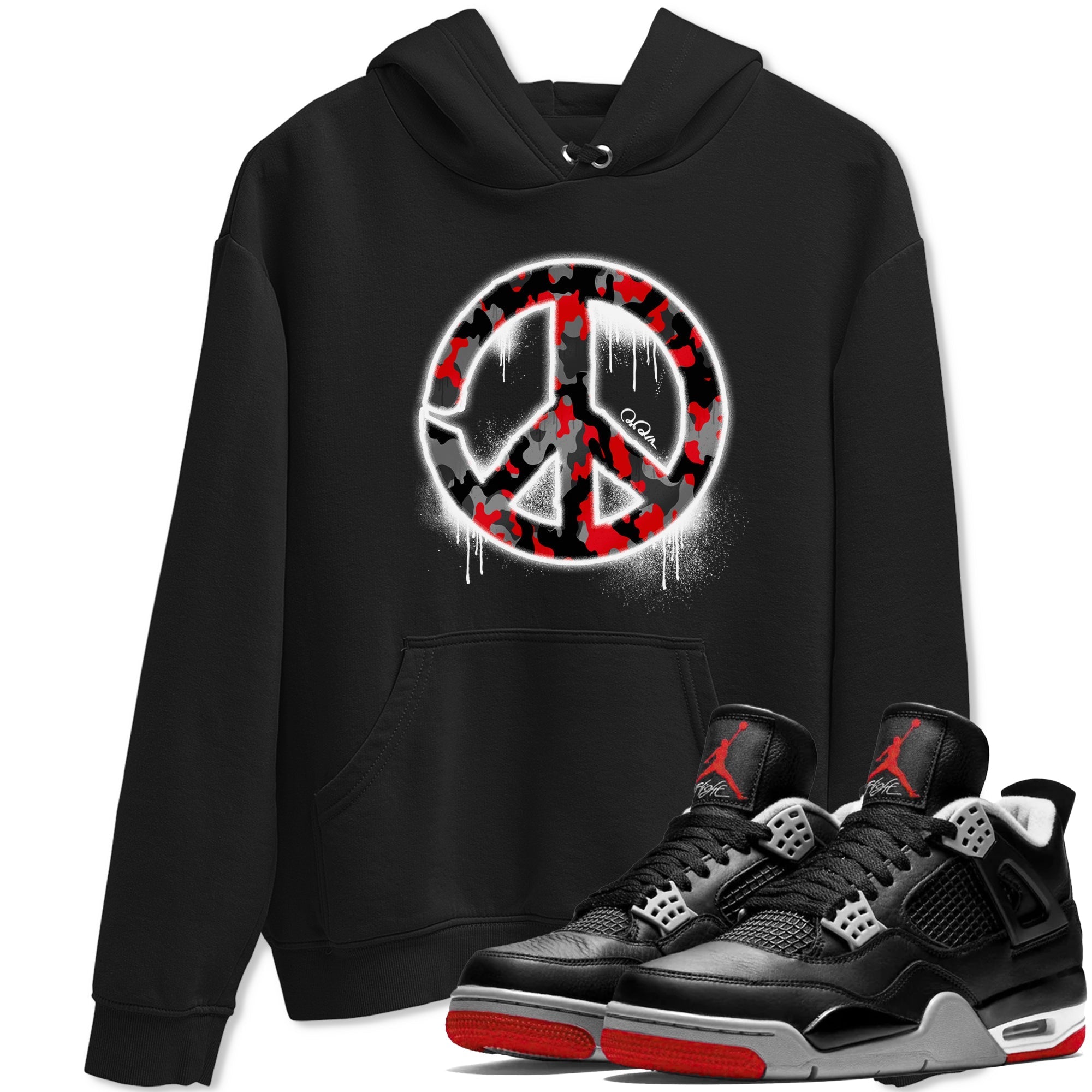 Peace Sign snkmatch Tee - Air Jordan 4 Bred Reimagined