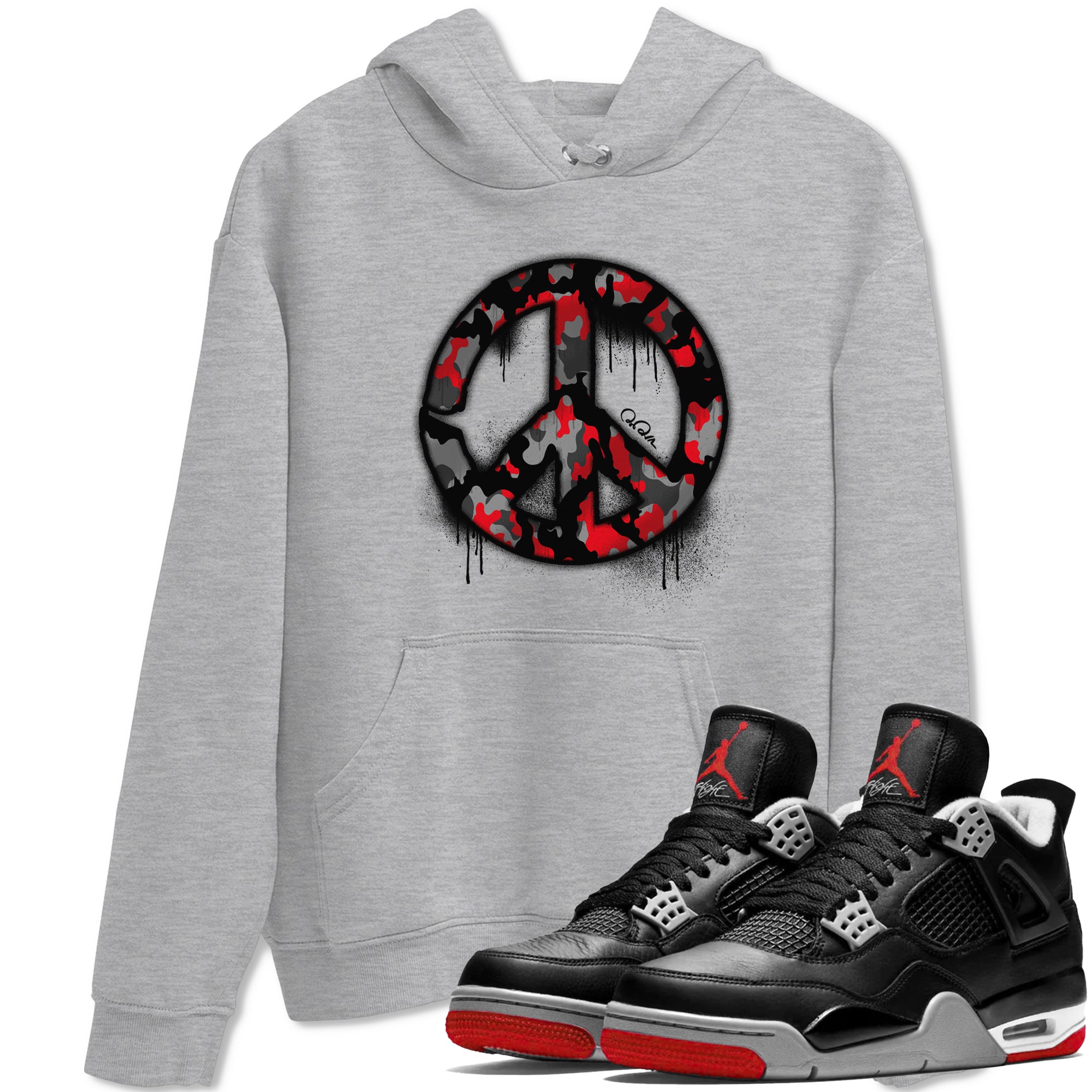 Peace Sign snkmatch Tee - Air Jordan 4 Bred Reimagined