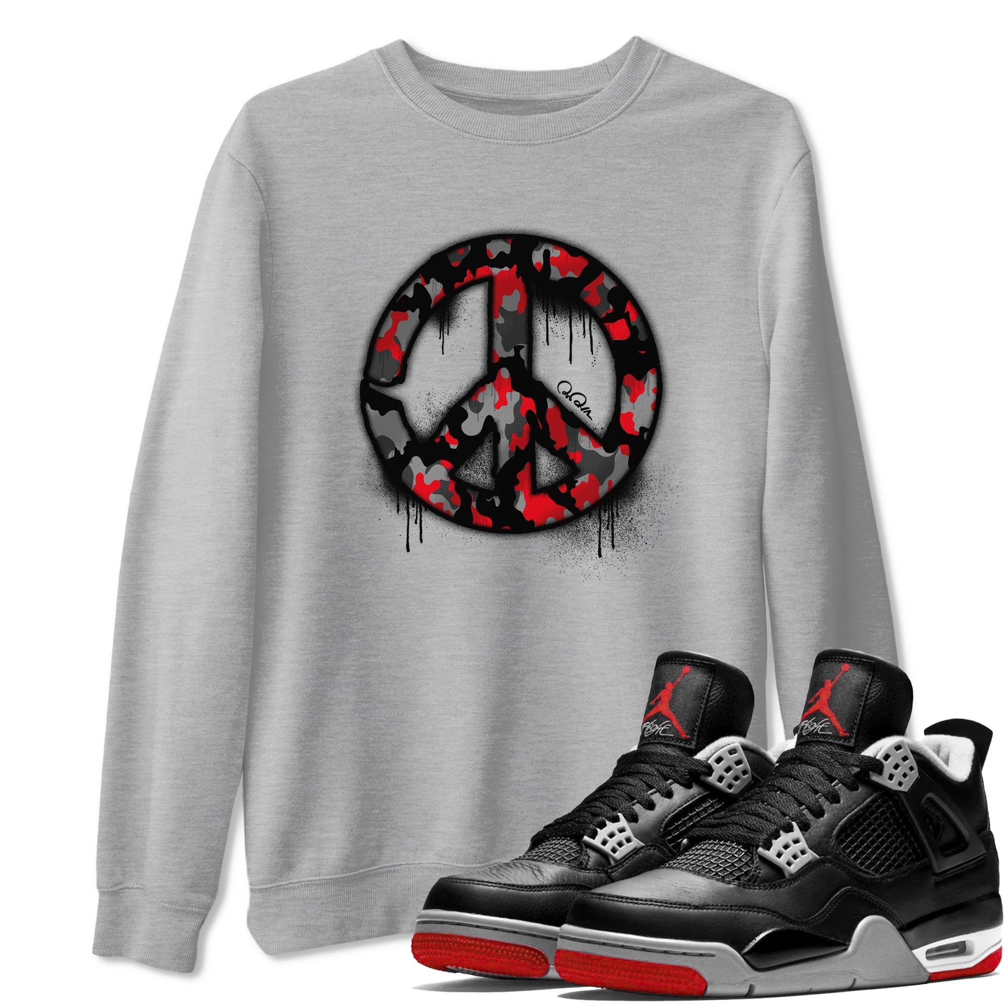 Peace Sign snkmatch Tee - Air Jordan 4 Bred Reimagined
