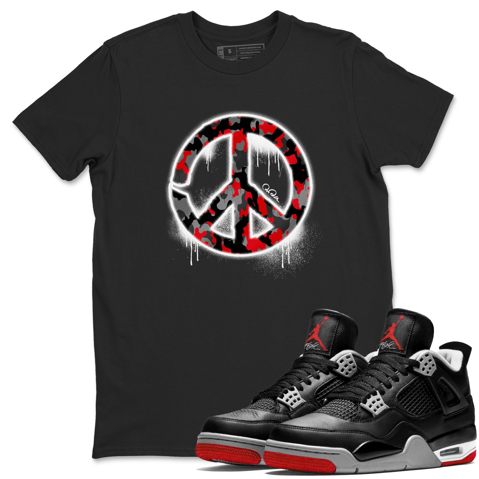 Peace Sign snkmatch Tee - Air Jordan 4 Bred Reimagined