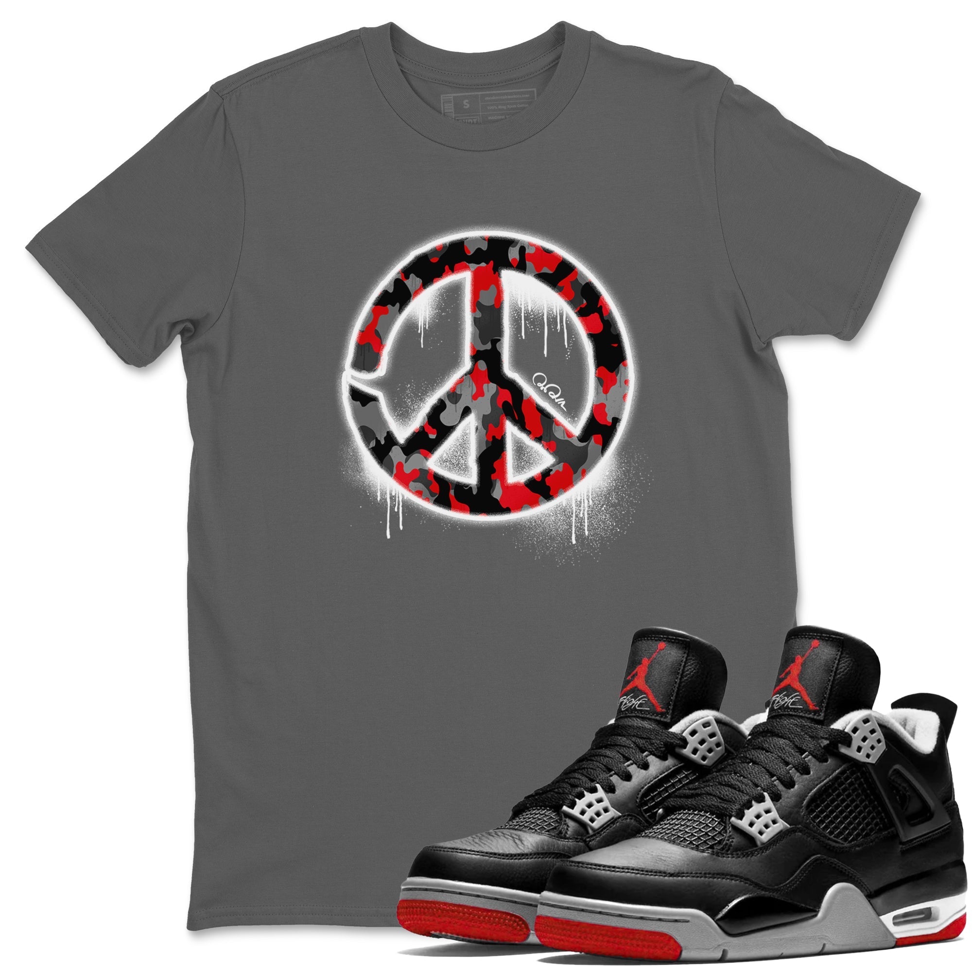 Peace Sign snkmatch Tee - Air Jordan 4 Bred Reimagined