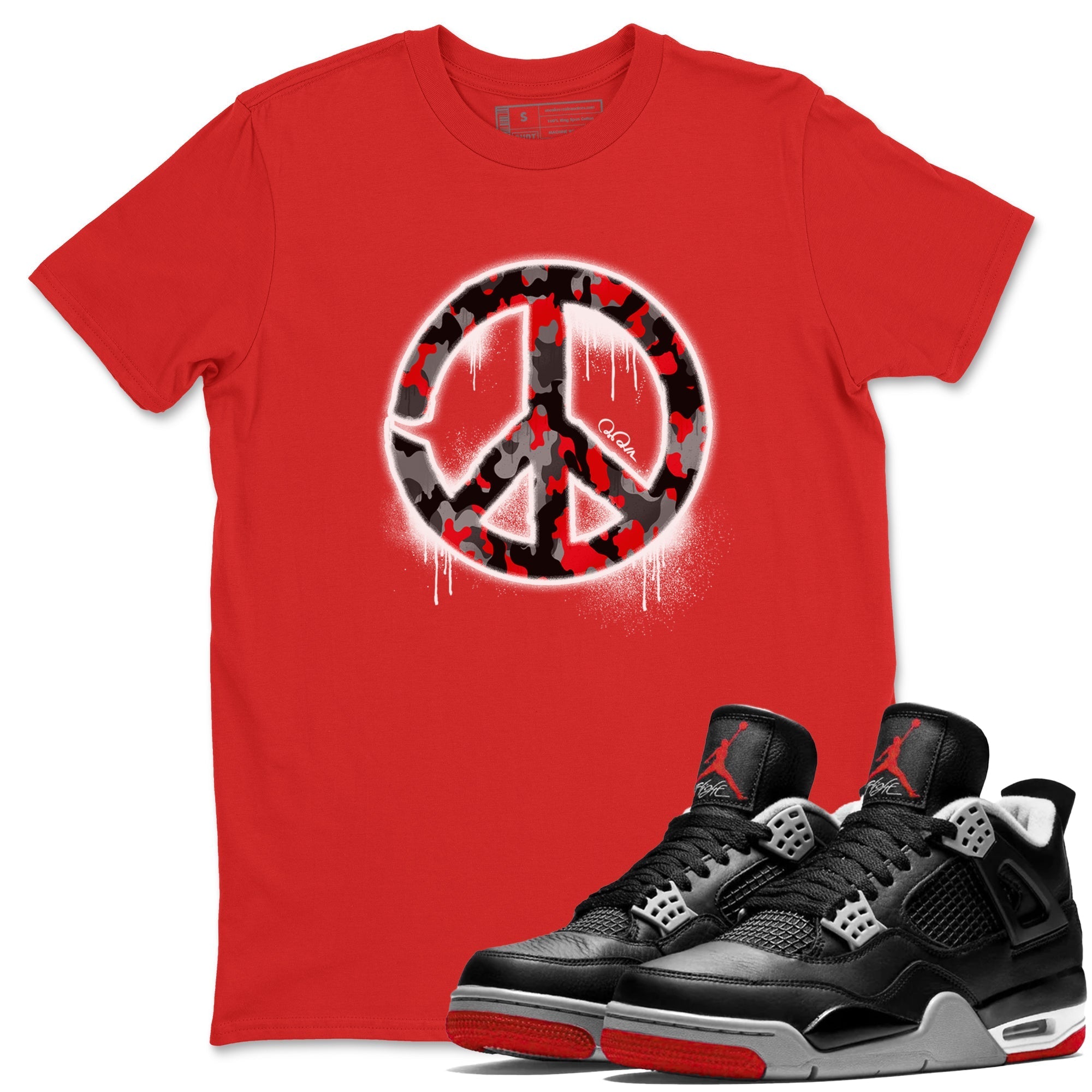 Peace Sign snkmatch Tee - Air Jordan 4 Bred Reimagined
