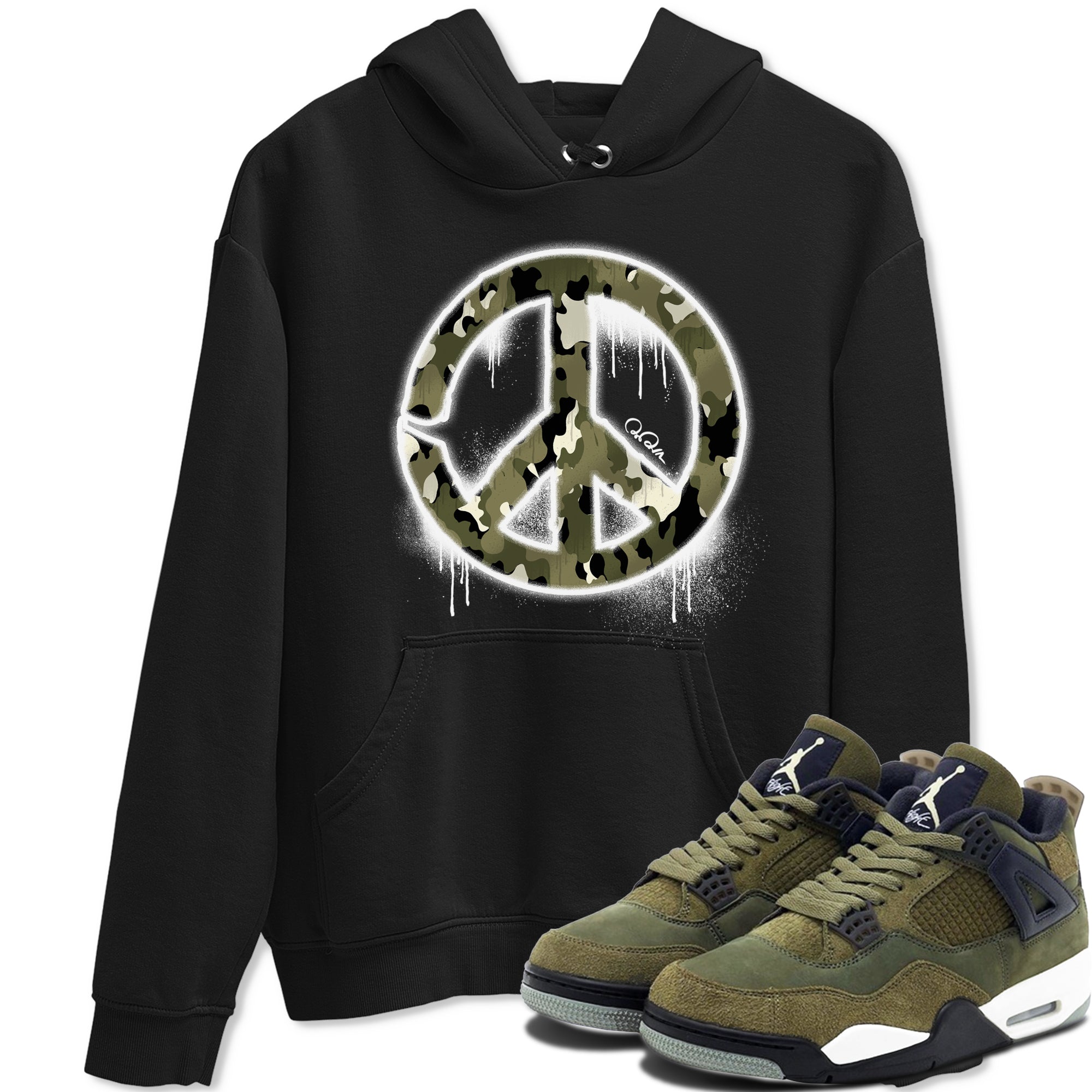 Peace Sign snkmatch Tee - Air Jordan 4 Medium Olive