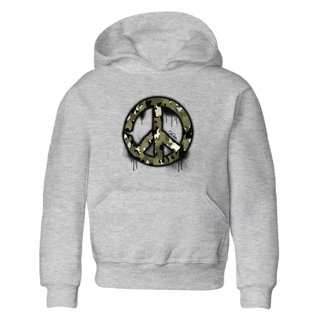 Peace Sign snkmatch Tee Kids - Air Jordan 4 Medium Olive