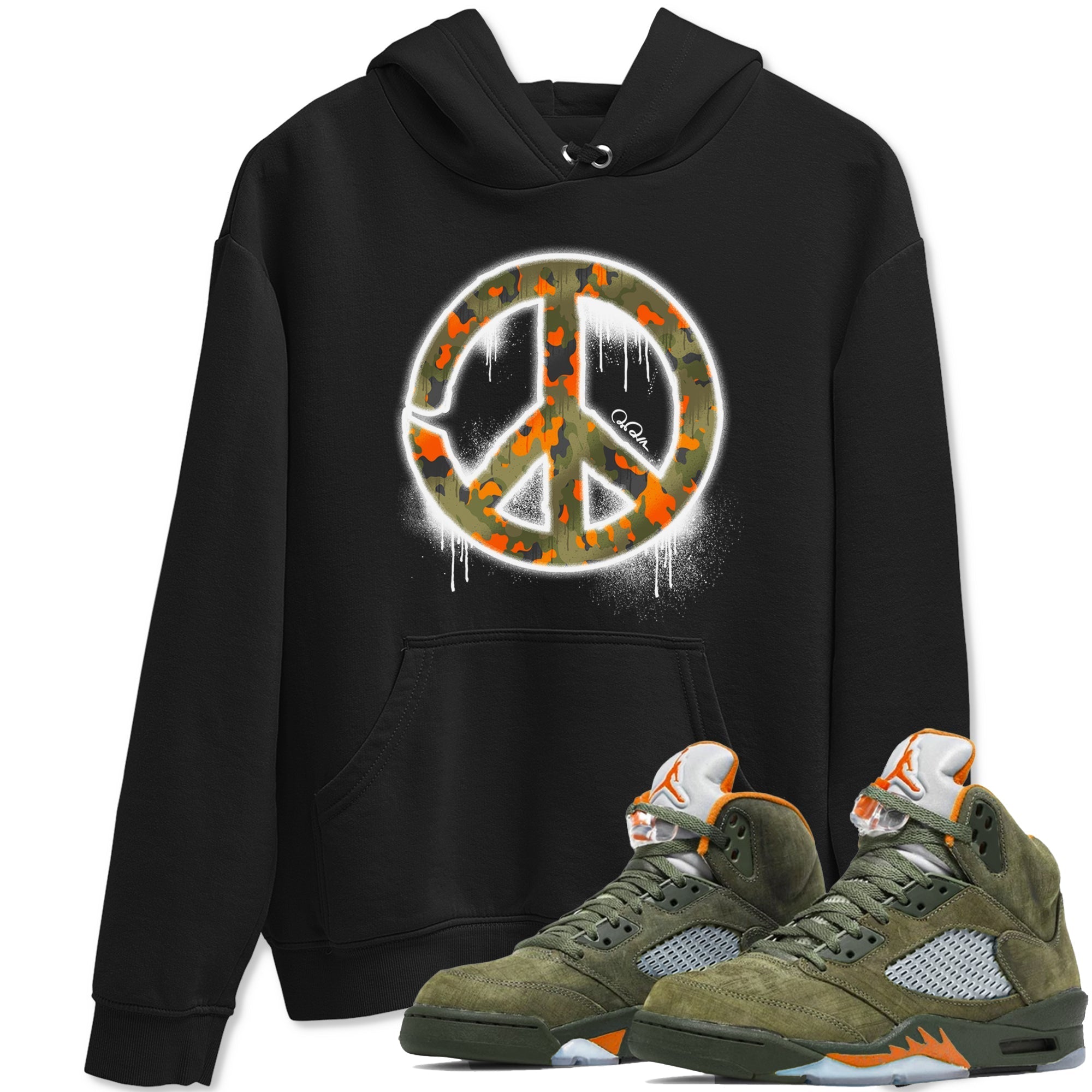Peace Sign snkmatch Tees - Air Jordan 5 Olive