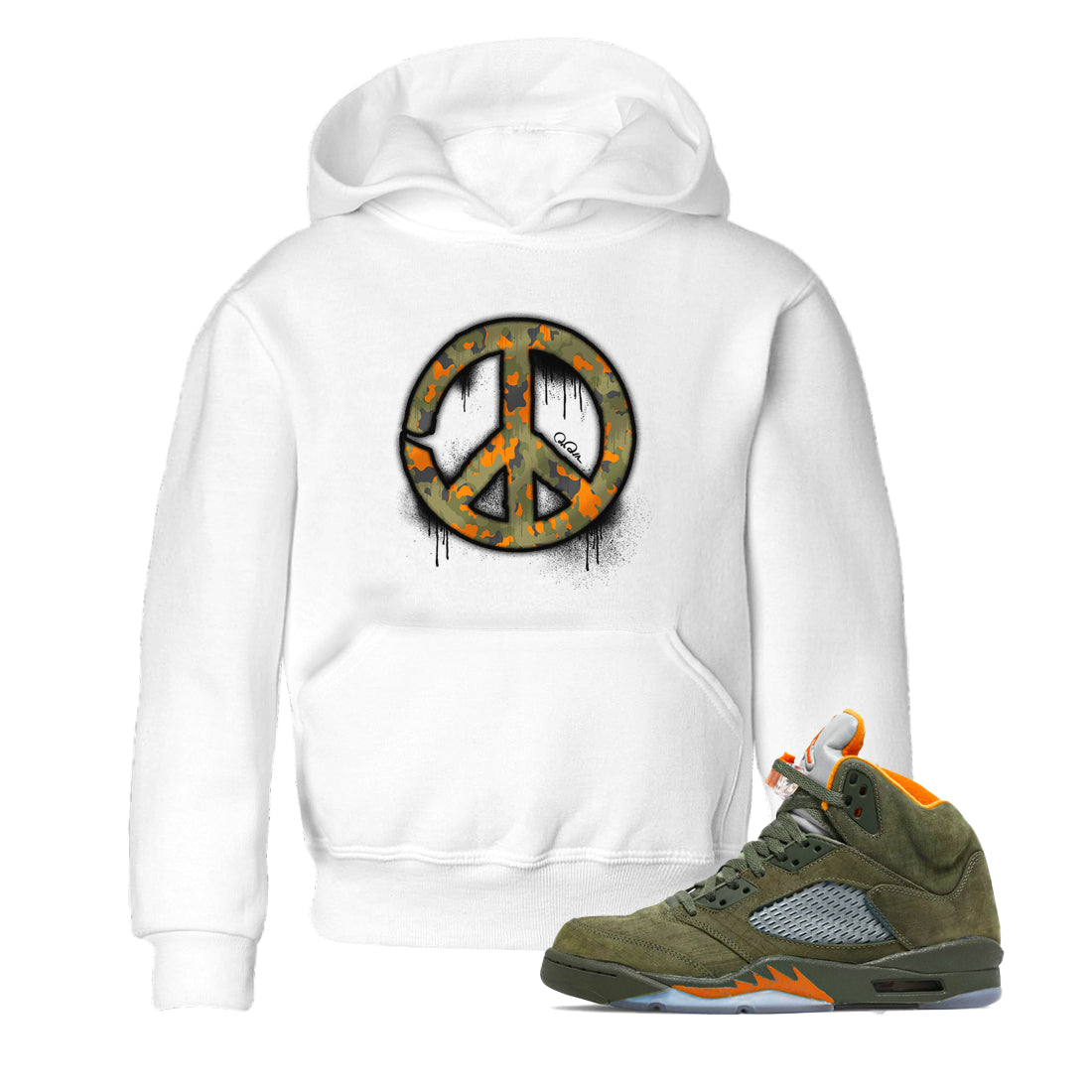 Peace Sign snkmatch Tees Kids - Air Jordan 5 Olive