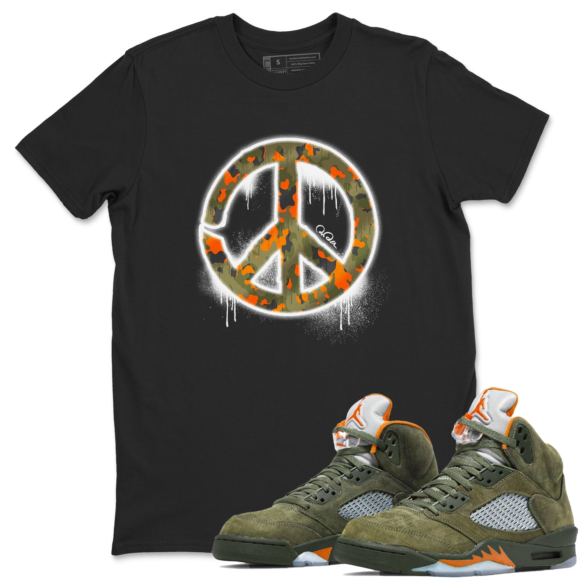 Peace Sign snkmatch Tees - Air Jordan 5 Olive