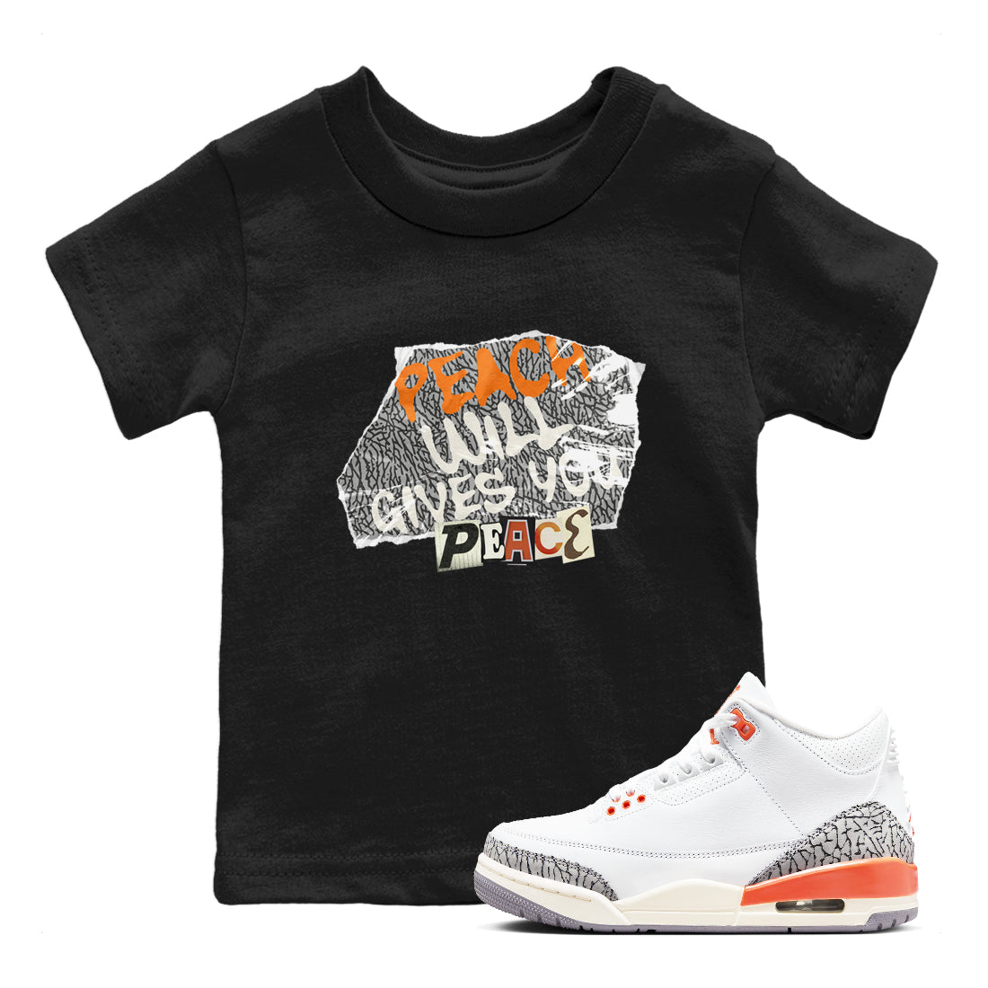 Peach Will Gives You Peace snkmatch Tees Kids - Air Jordan 3 Georgia Peach