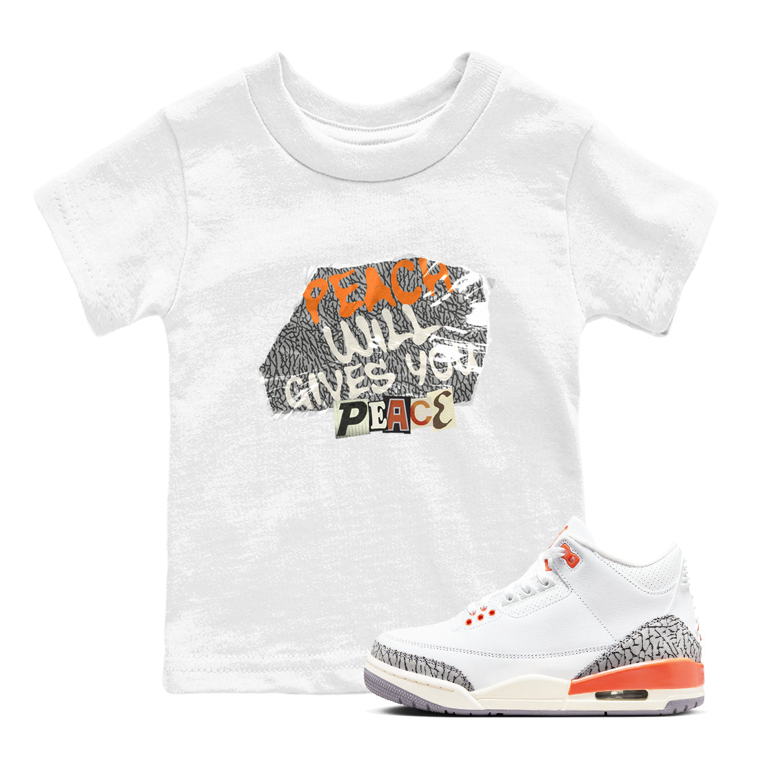 Peach Will Gives You Peace snkmatch Tees Kids - Air Jordan 3 Georgia Peach