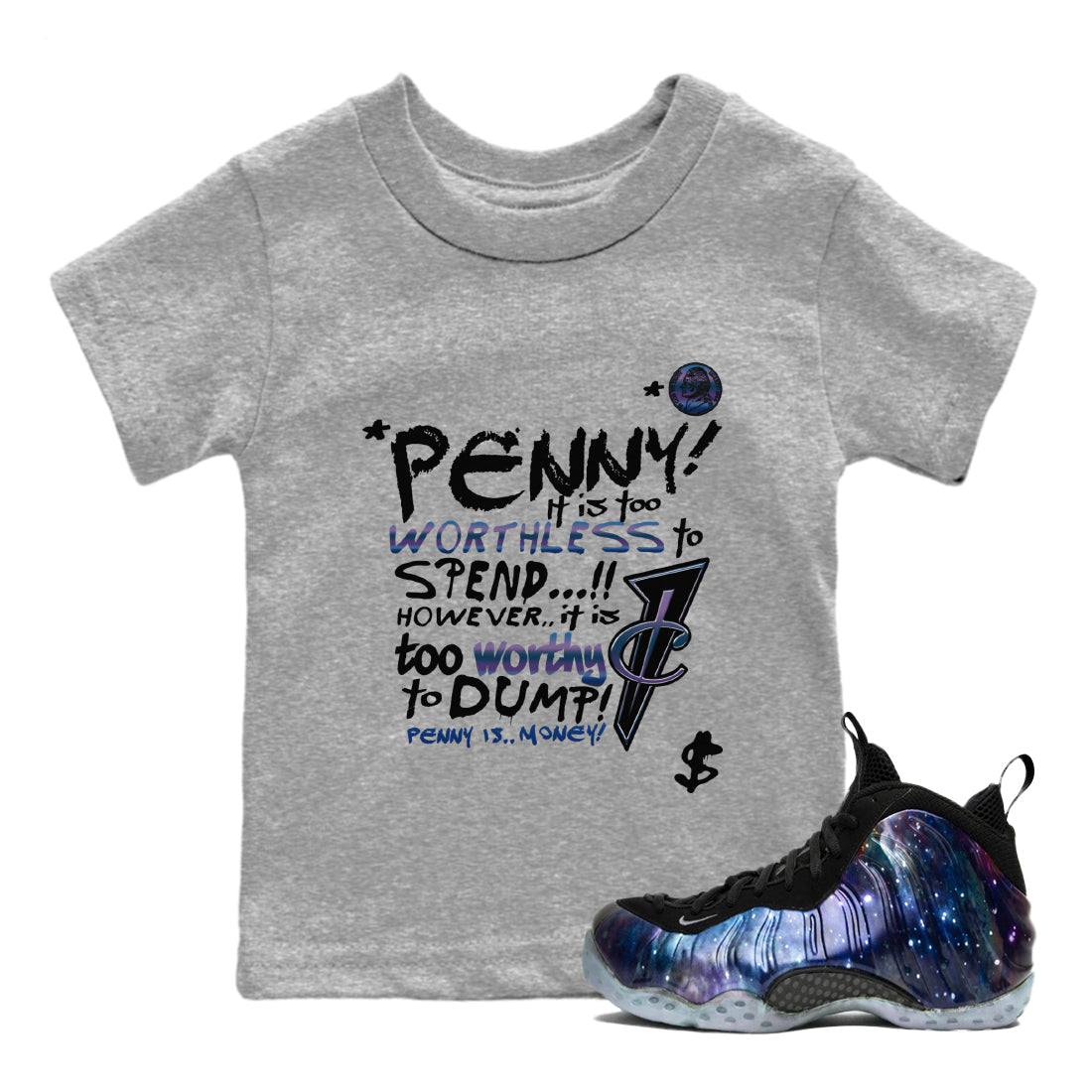 Penny Is snkmatch Tees Kids - Air Foamposite One Galaxy