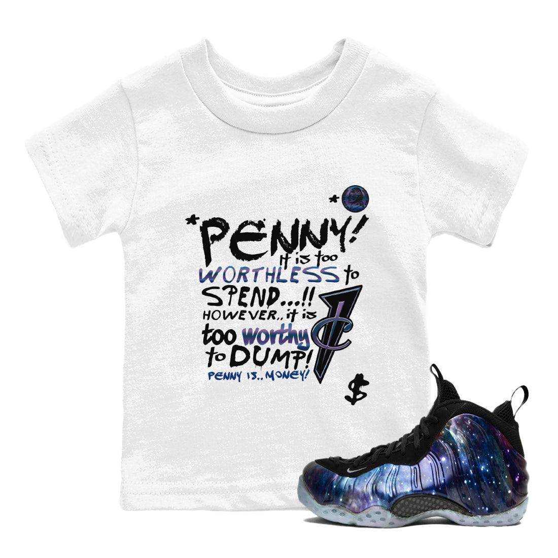 Penny Is snkmatch Tees Kids - Air Foamposite One Galaxy