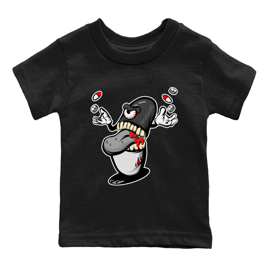 Pill Monster Kids Tops - Air Jordan 13 Black Flint