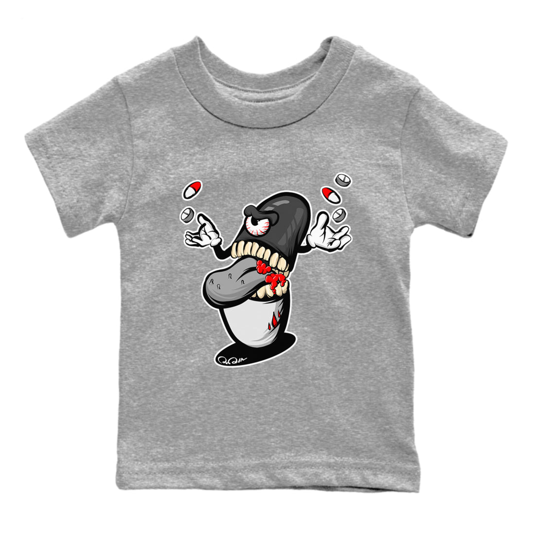 Pill Monster Kids Tops - Air Jordan 13 Black Flint