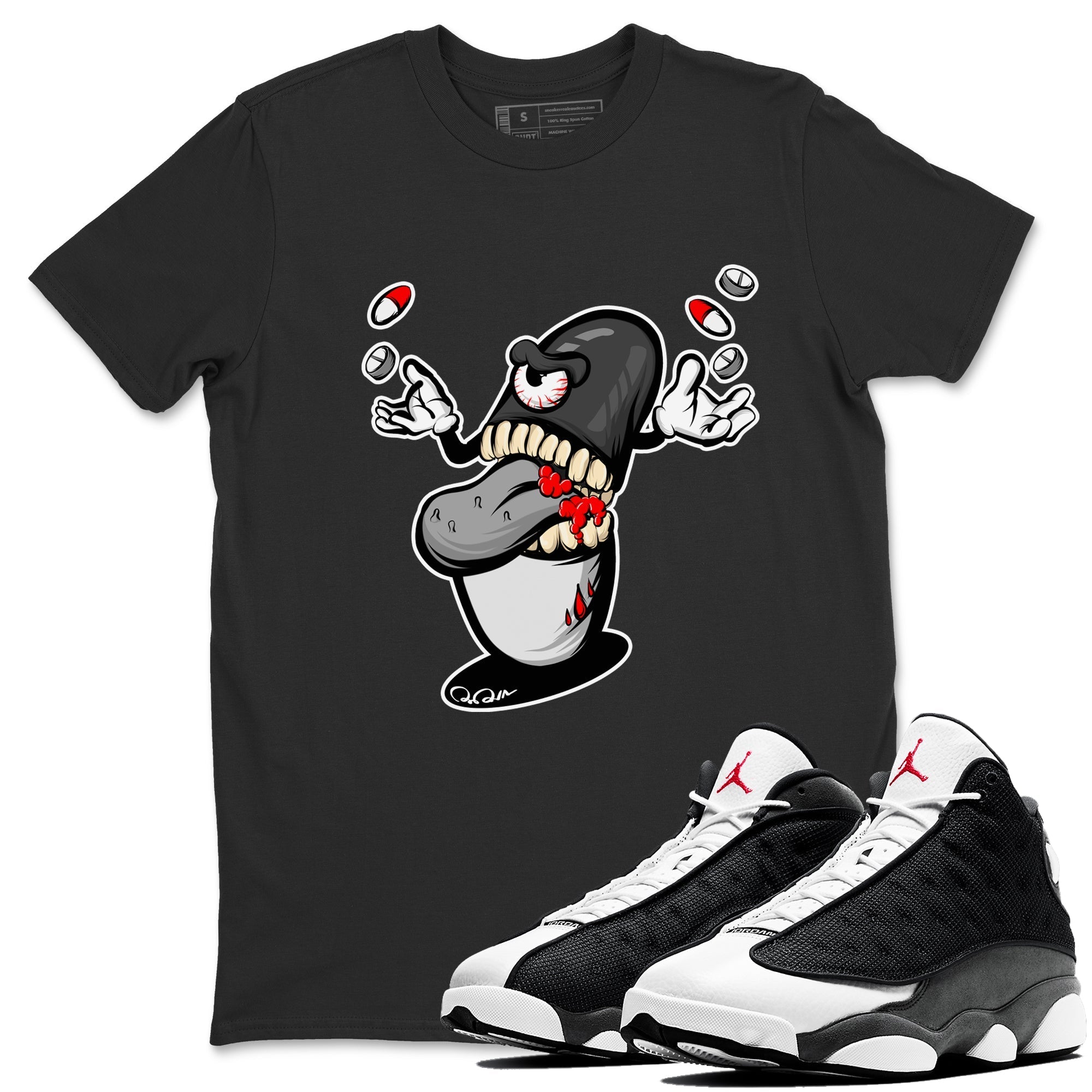 Pill Monster Unisex Tops - Air Jordan 13 Black Flint