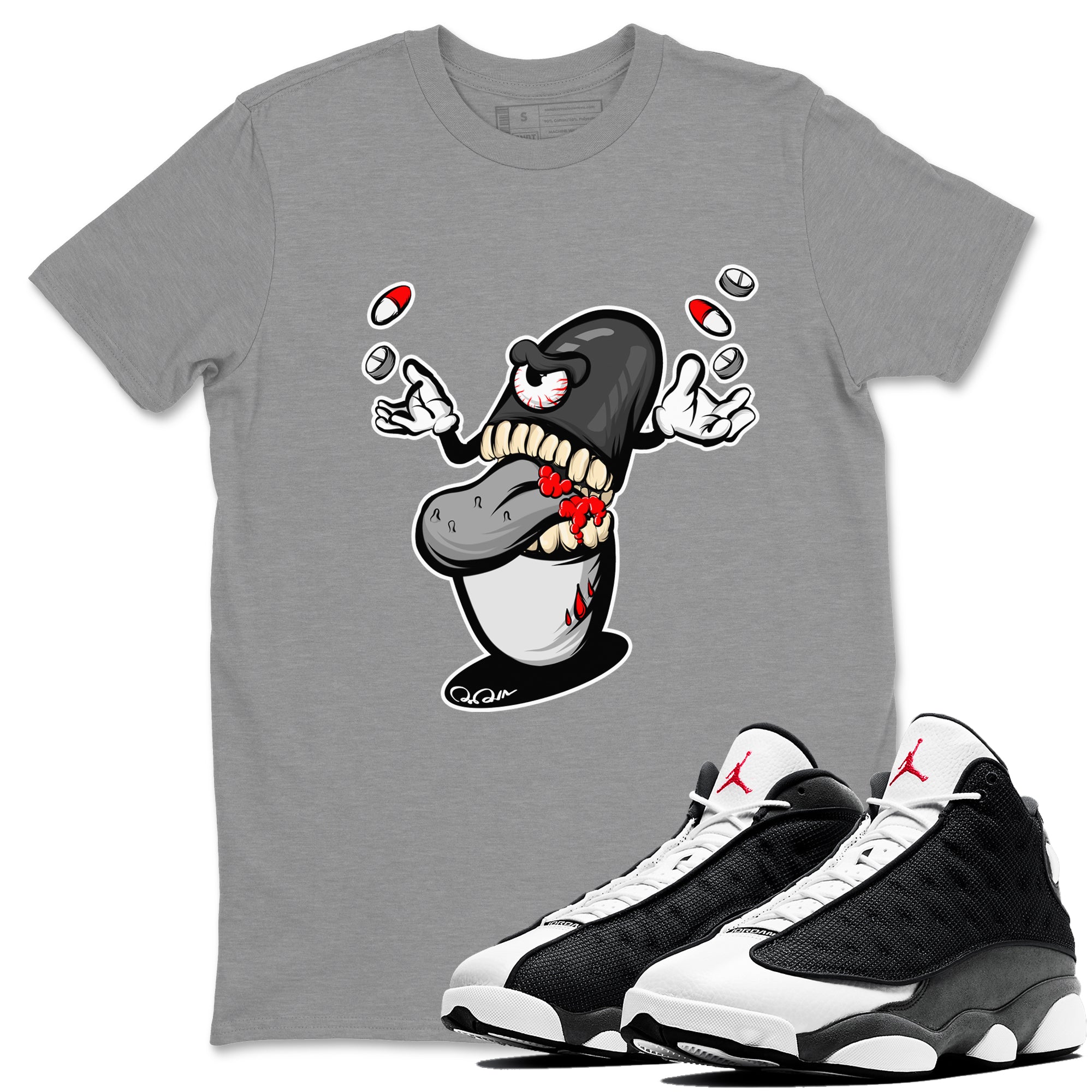 Pill Monster Unisex Tops - Air Jordan 13 Black Flint