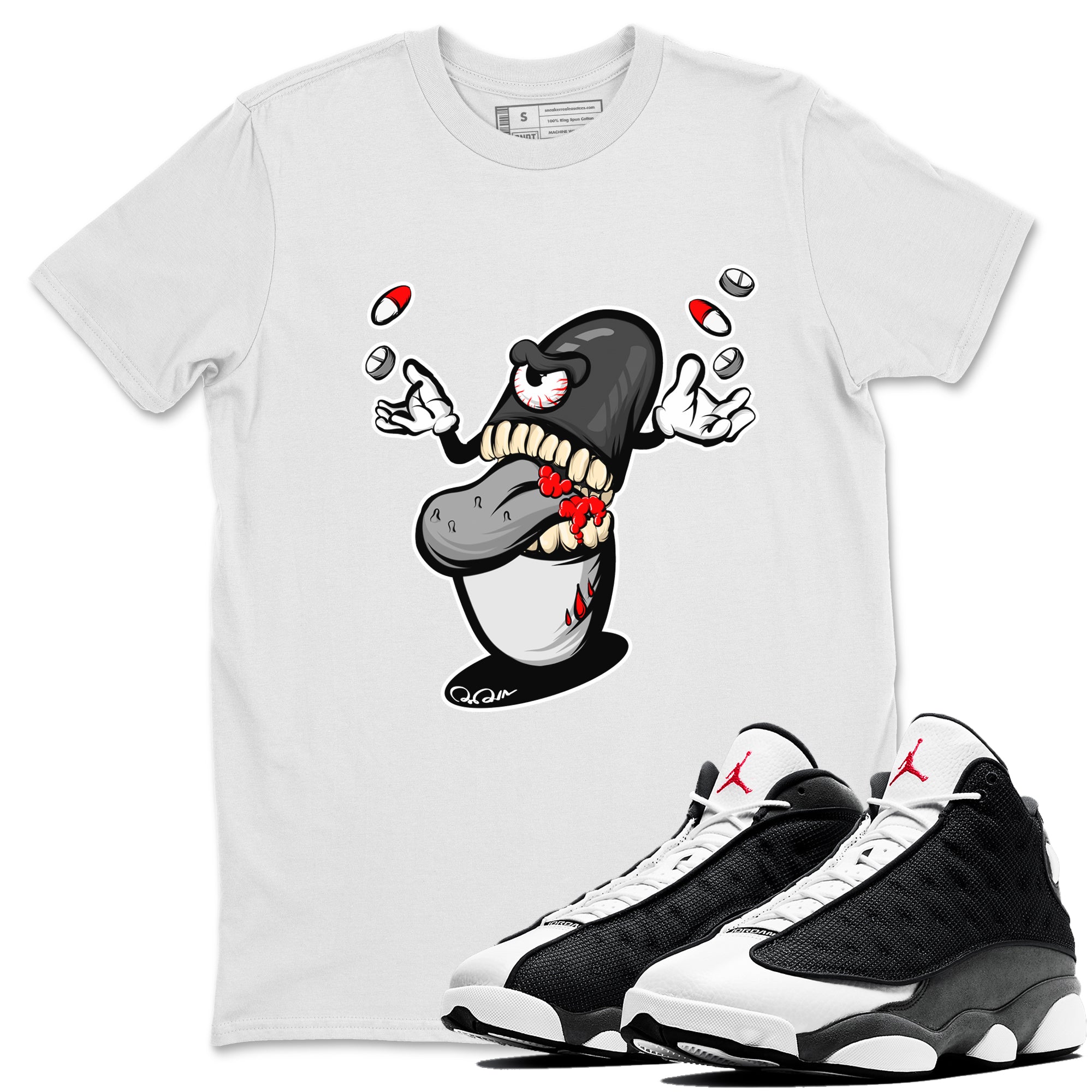 Pill Monster Unisex Tops - Air Jordan 13 Black Flint