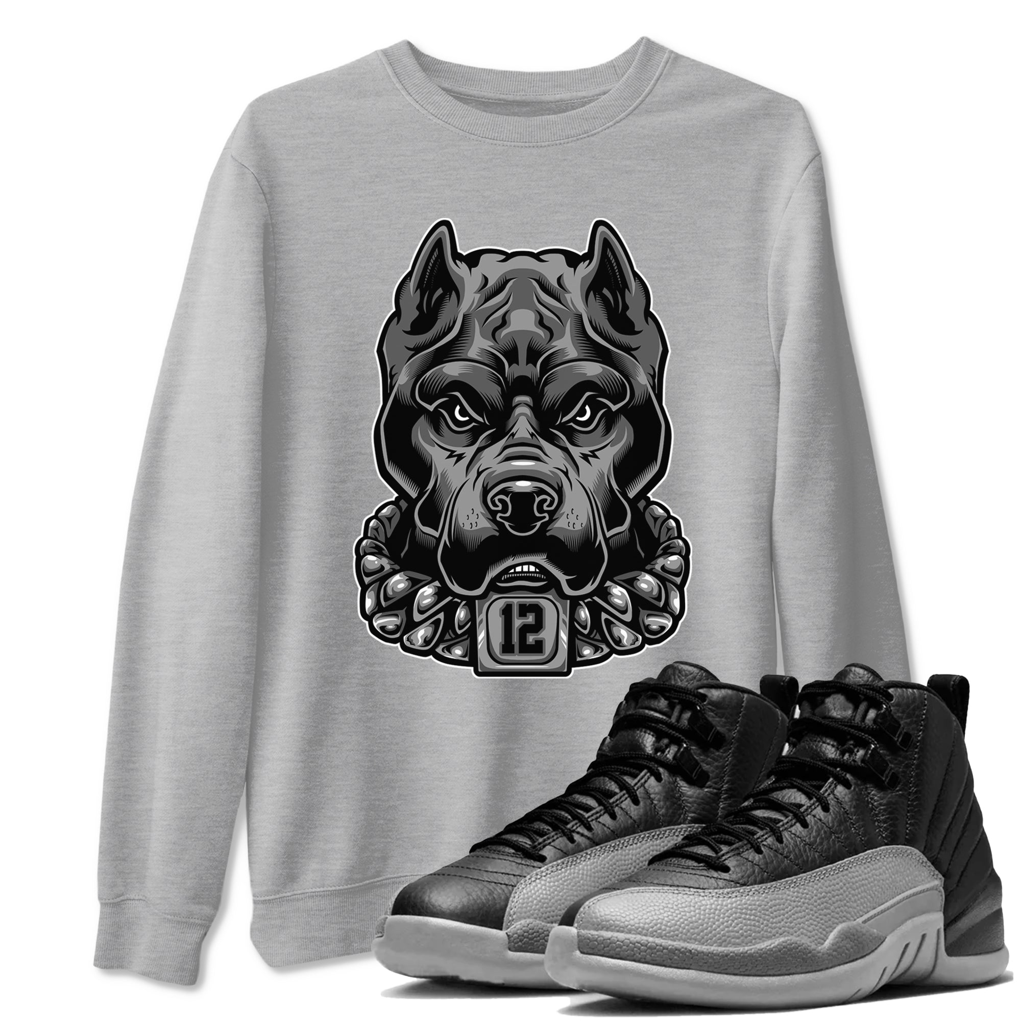 Pitbull snkmatch Tees - Air Jordan 12 Black Wolf Grey