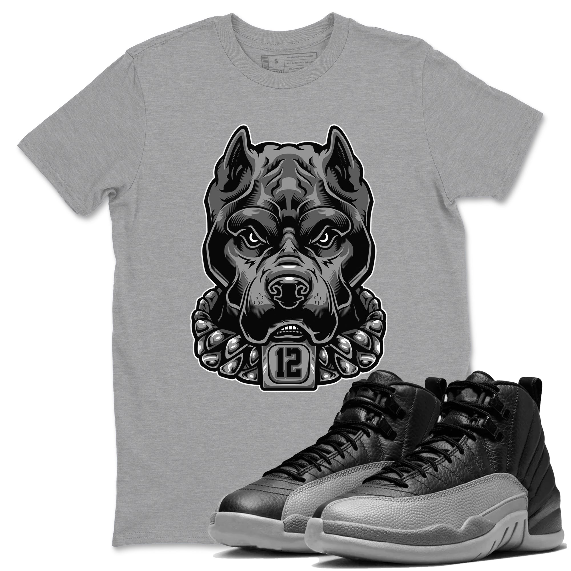 Pitbull snkmatch Tees - Air Jordan 12 Black Wolf Grey