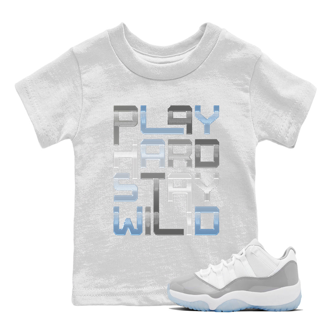 Play Hard Kids Tops - Air Jordan 11 White Cement