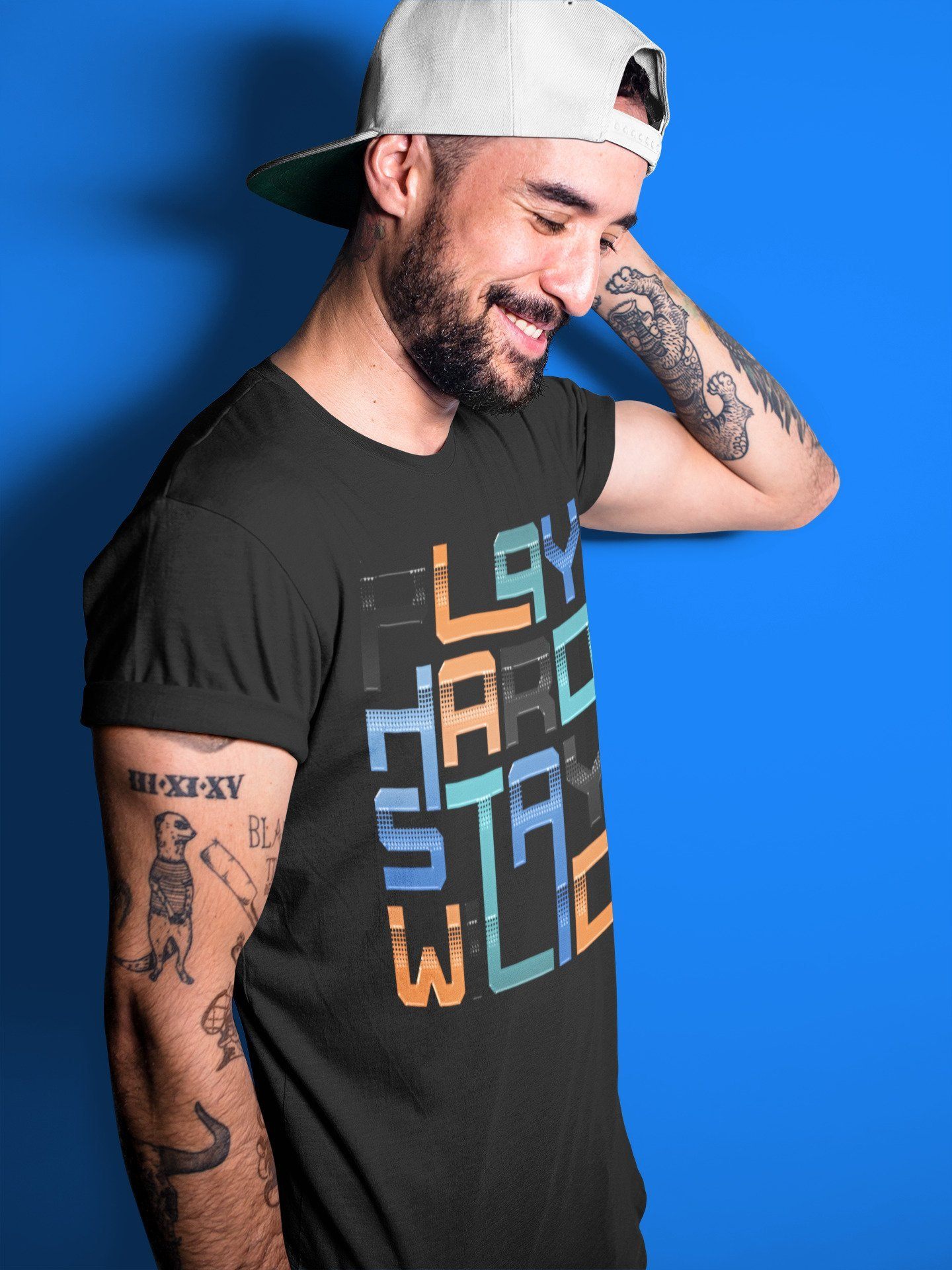 Play Hard Stay Wild Unisex Tops - Yeezy 700 Bright Blue