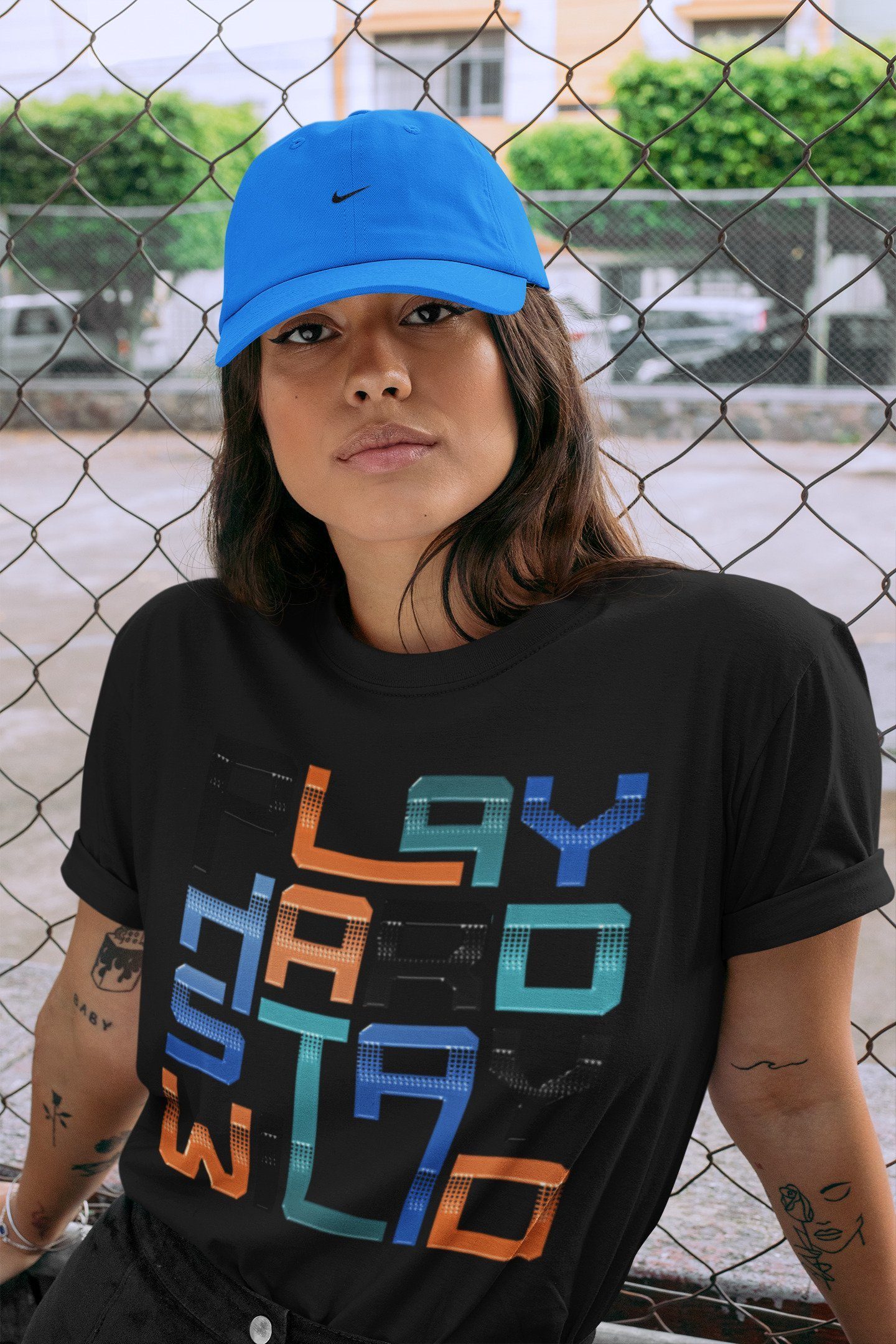 Play Hard Stay Wild Unisex Tops - Yeezy 700 Bright Blue