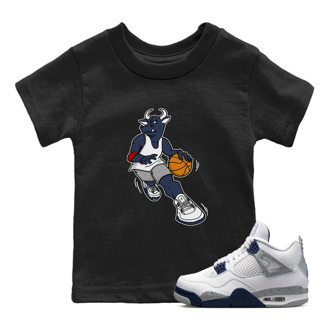 Player Bull Kids Tops - Air Jordan 4 Midnight Navy