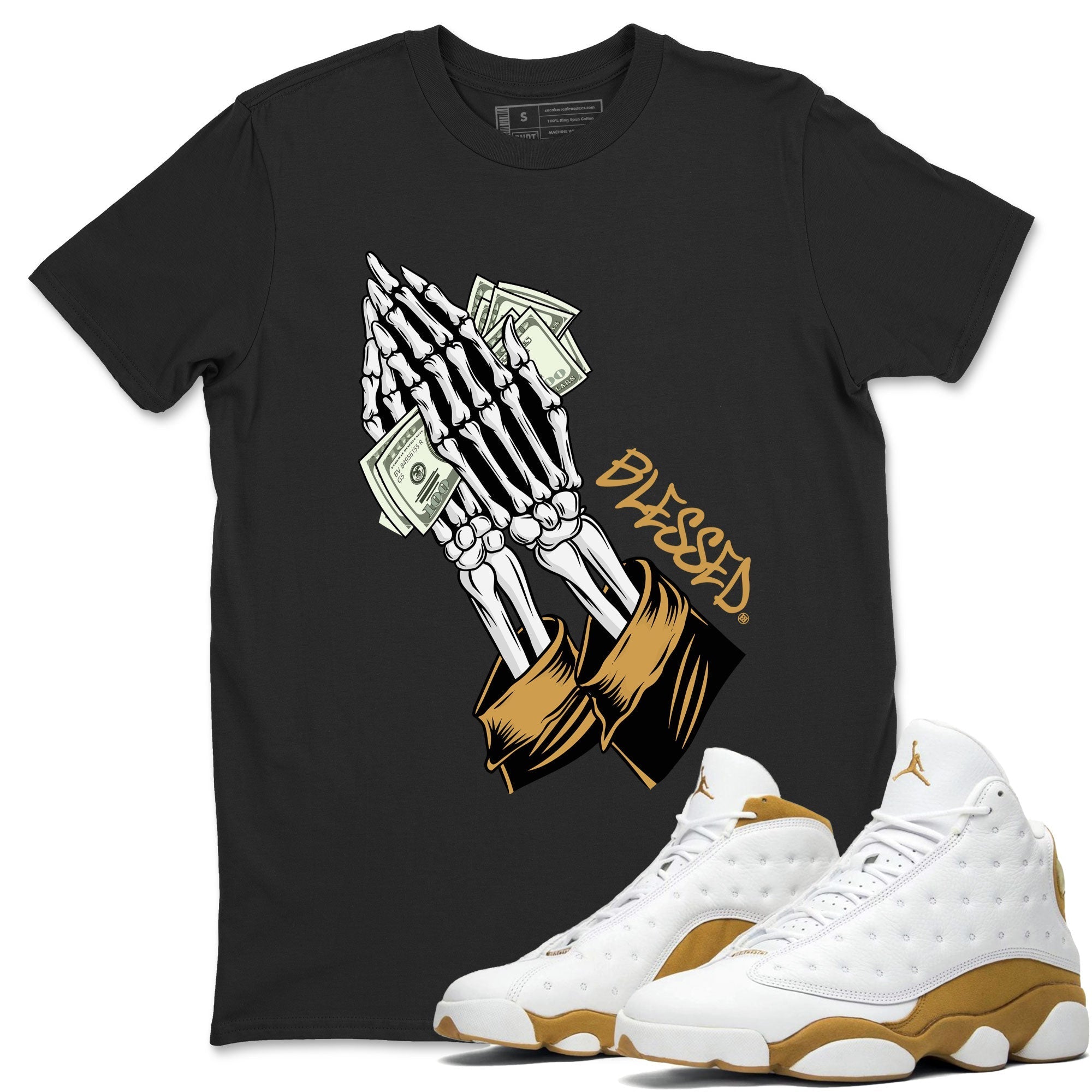 Praying Skeleton snkmatch Tee - Air Jordan 13 Wheat