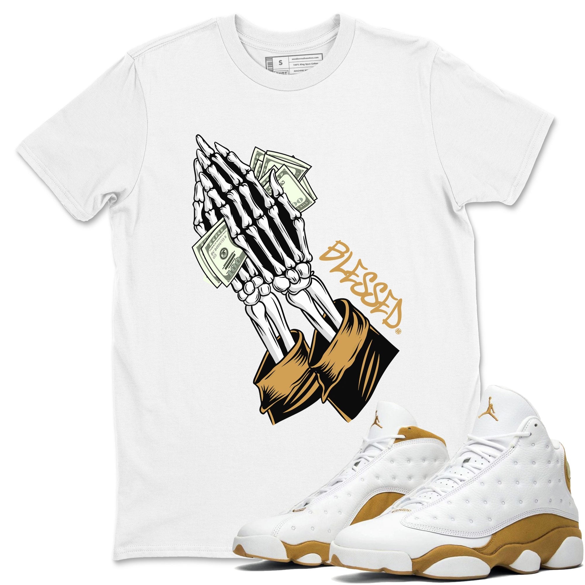 Praying Skeleton snkmatch Tee - Air Jordan 13 Wheat