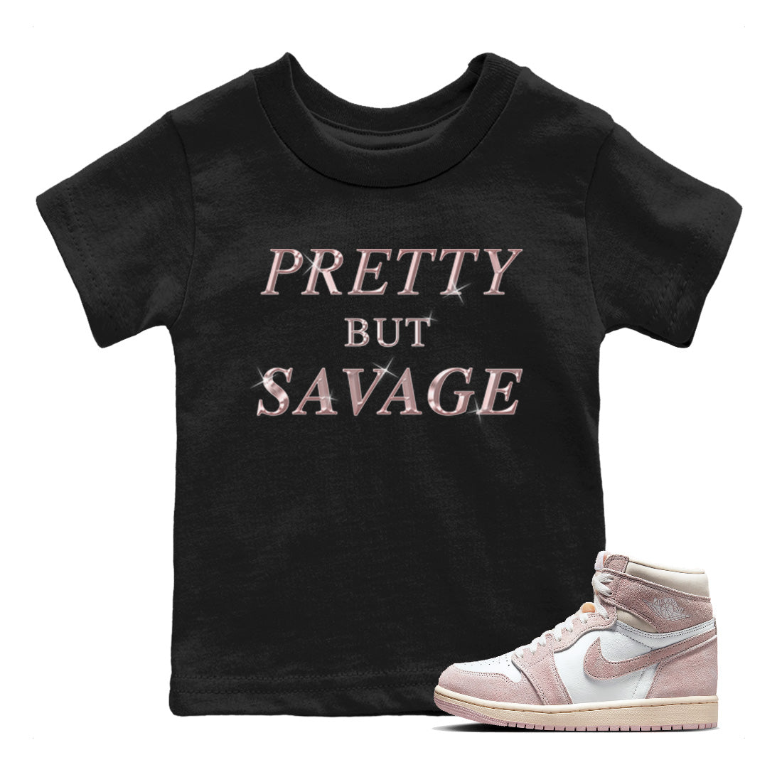Pretty But Savage Kids Tops - Air Jordan 1 Washed Pink