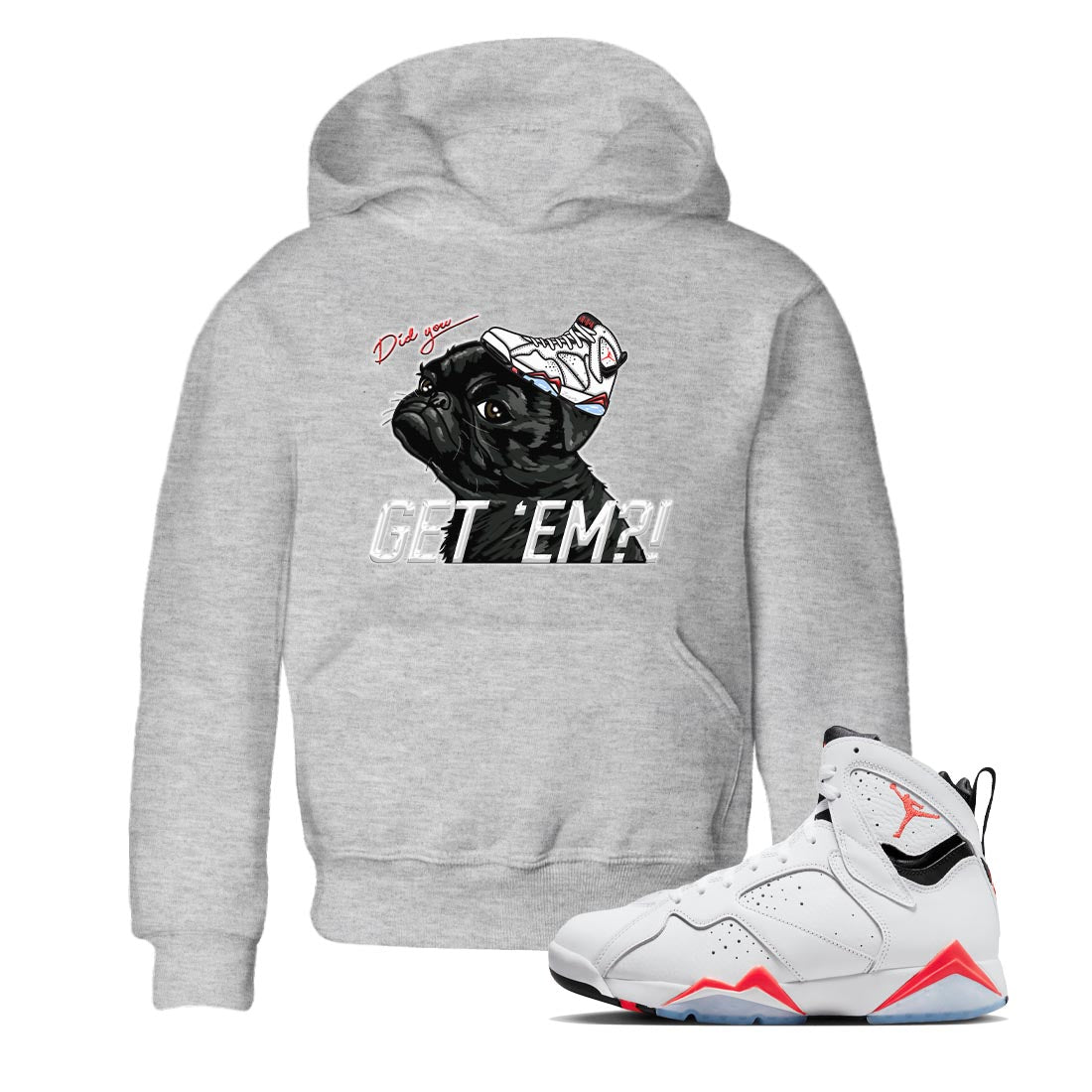Pug Get Em snkmatch Tee Kids - Air Jordan 7 White Infrared