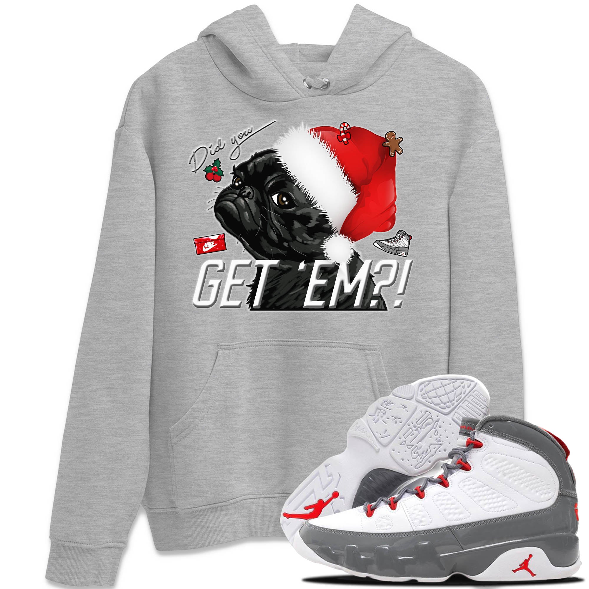Pug Get Em Unisex Tops - Air Jordan 9 Fire Red