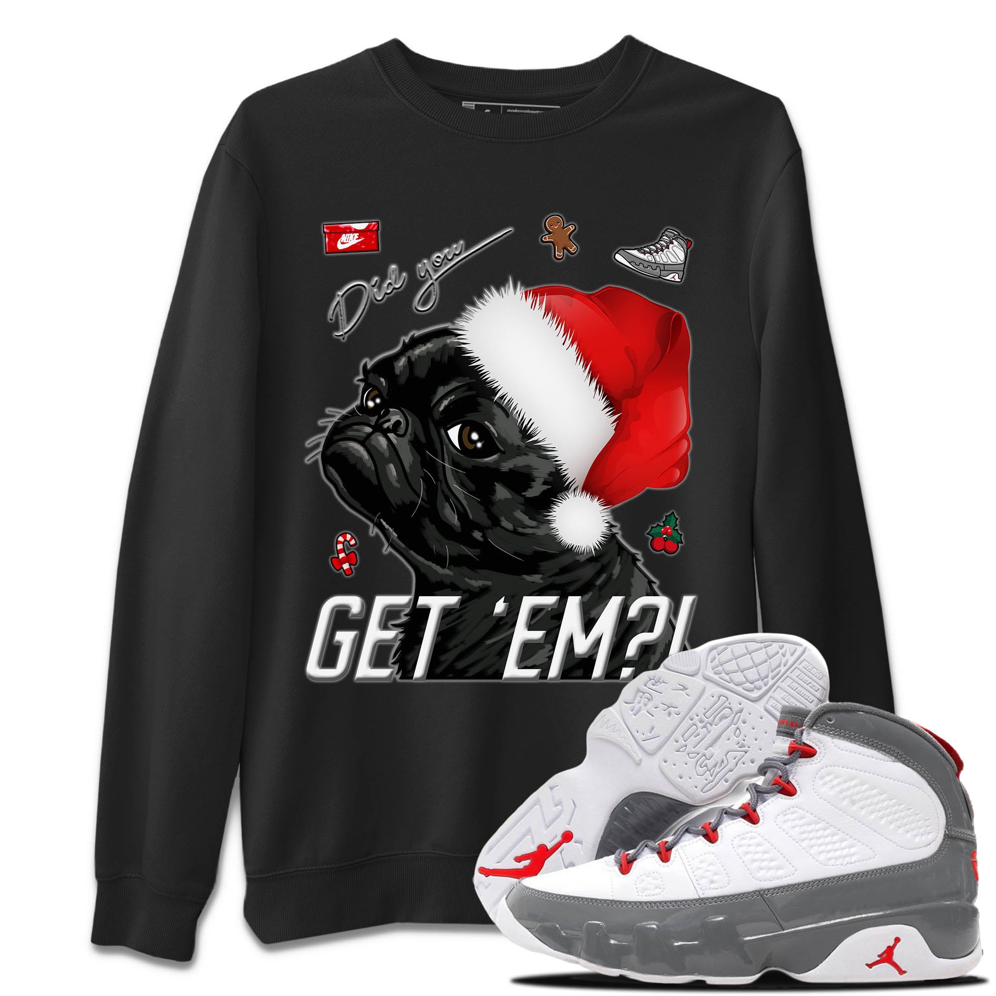 Pug Get Em Unisex Tops - Air Jordan 9 Fire Red